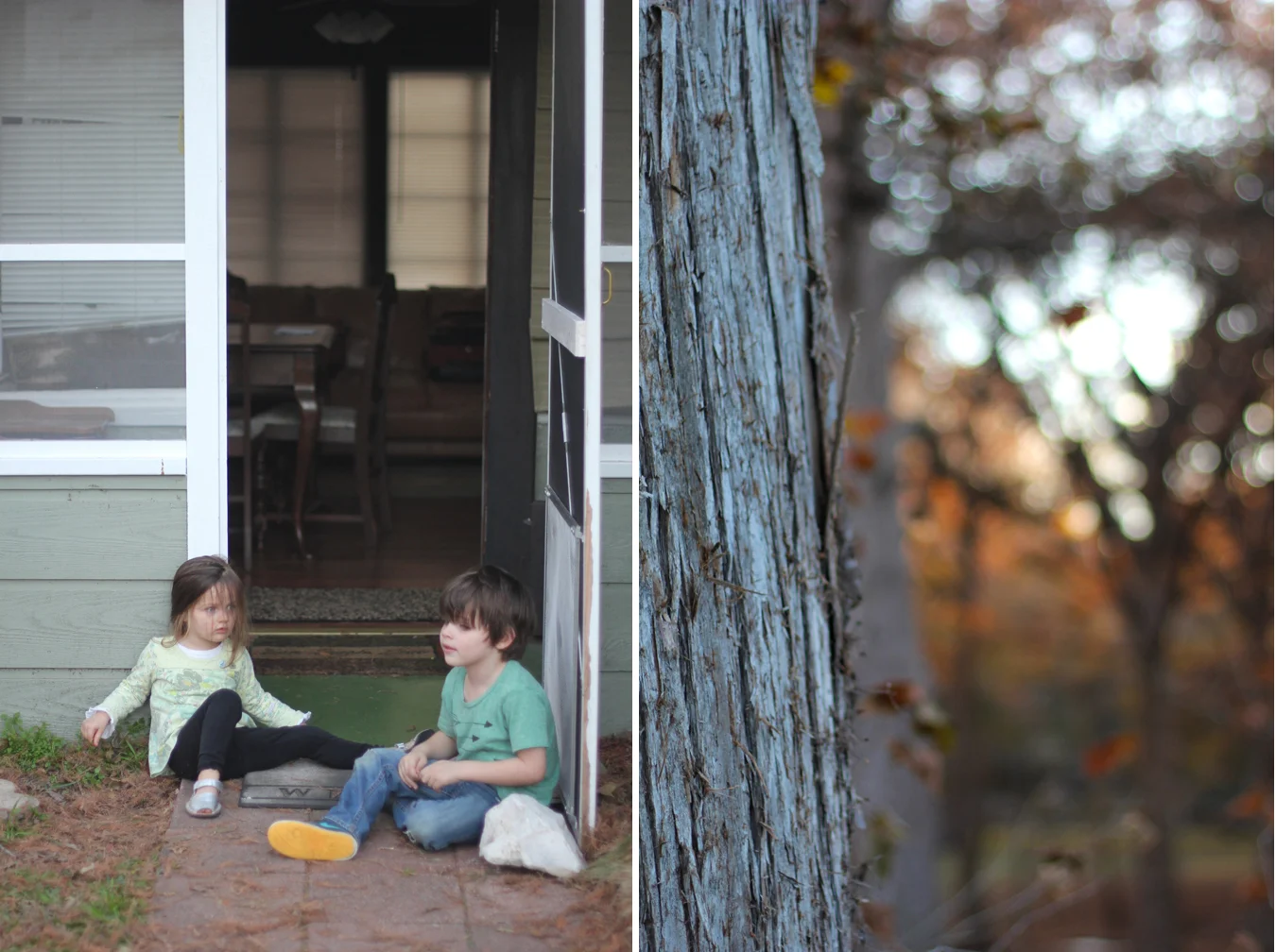The miniature, toddler-size cabin thrilled these two. Only after a thousand laps of running in and out, jumping on the bed while their uncles tried to take a nap, throwing open the screen door and letting it bang shut behind them did they eventually run out of enough steam to sit still on the front steps for a few minutes.
