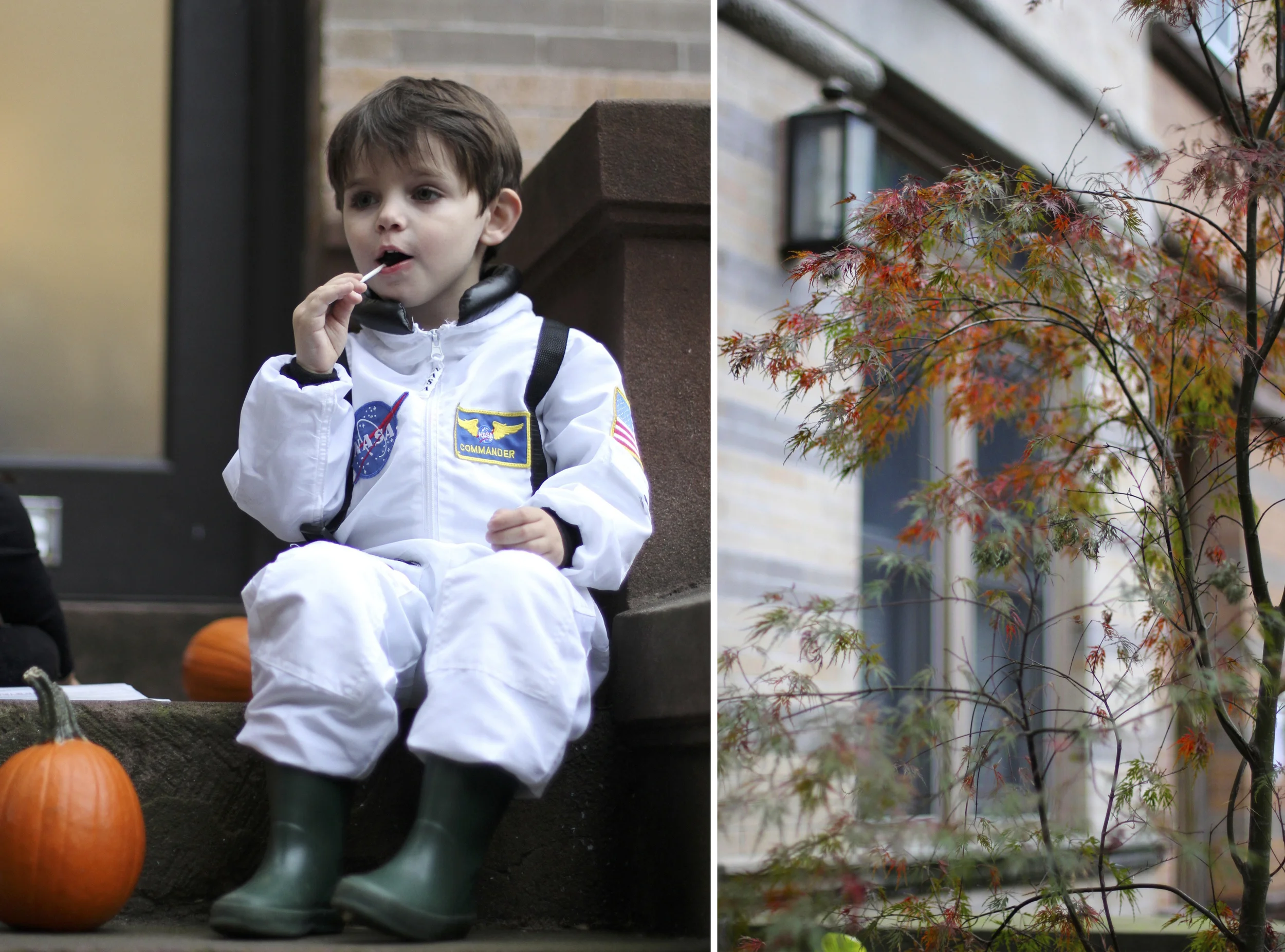 Everett knows how to hold on to his lollipops. Part of astronaut training, I guess.