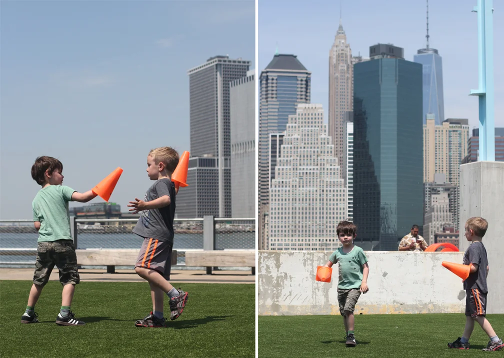 They were pretending the cones were light sabers, natch.