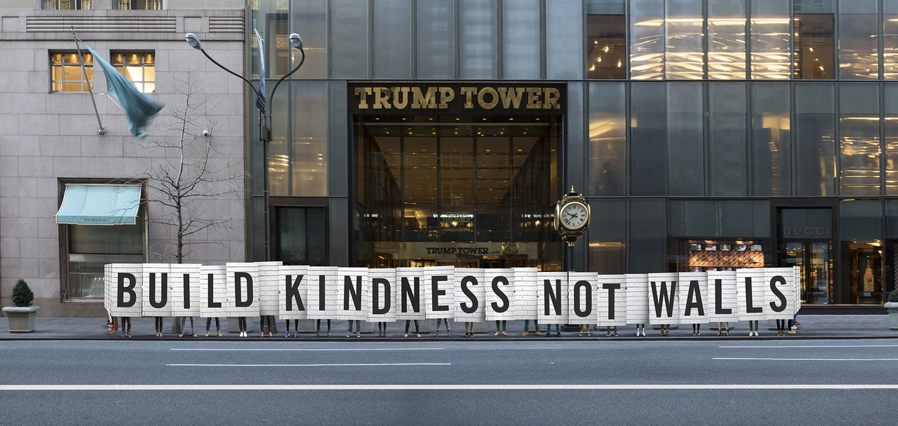 Timothy Goodman is someone I've recently begun following on Instagram and this image is from his latest project, entitled 12 Kinds of Kindness. He and some volunteers created this kindness wall around Trump Tower in NYC today, and his article on his reasoning both behind this act and how much more we need to emphasize kindness in America is eloquent and wonderful.