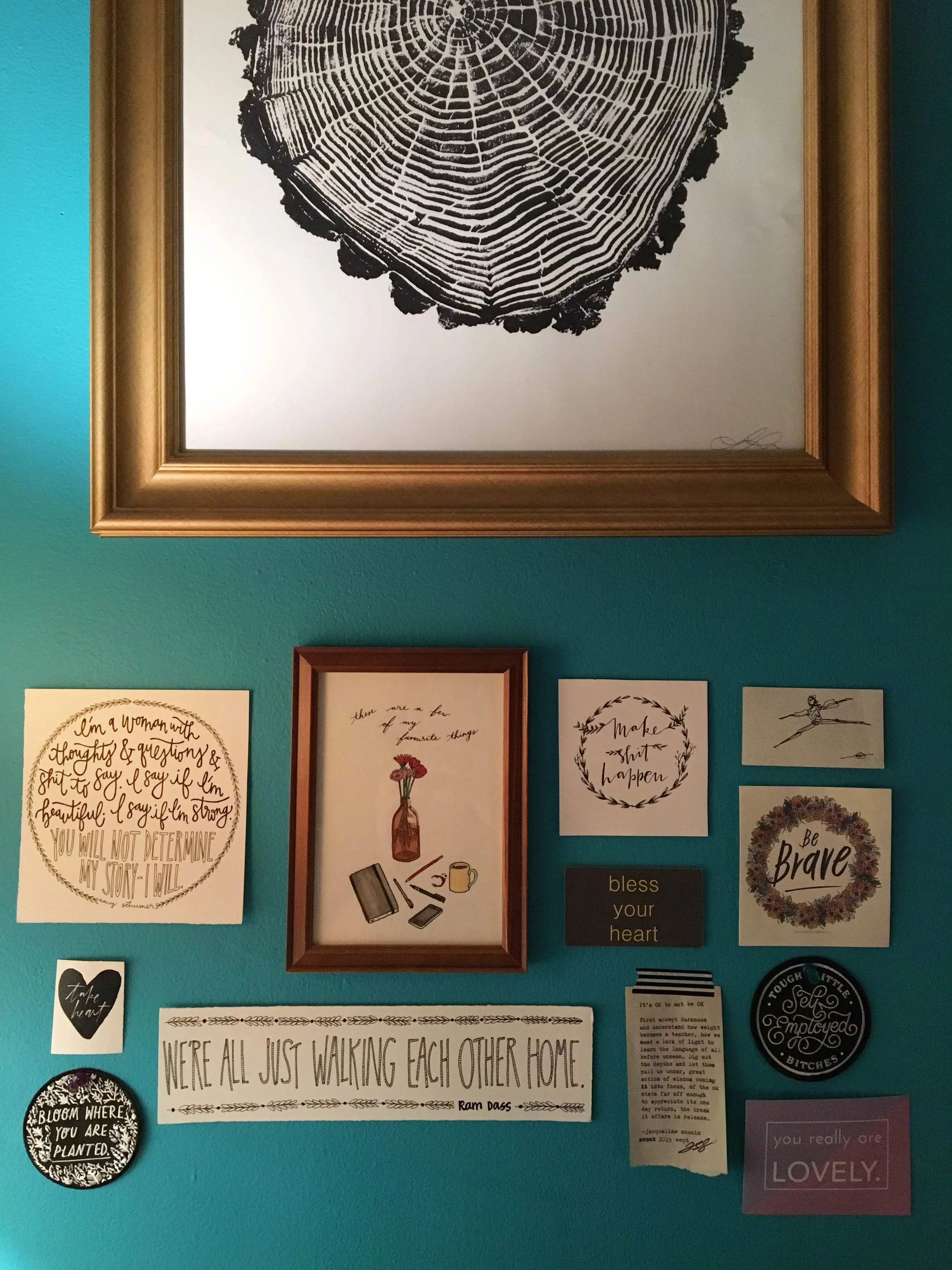 The area above my desk where I keep some of my favorite things from some of my favorite humans - head on over to my Instagram to see where they are from! 