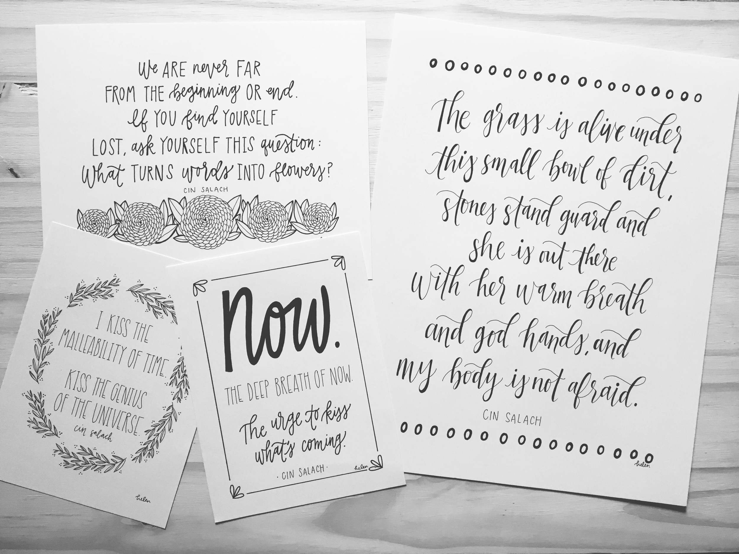 I got connected with the poet cin salach through a mutual friend, and was so honored to make some pieces of her work. Check her out! 