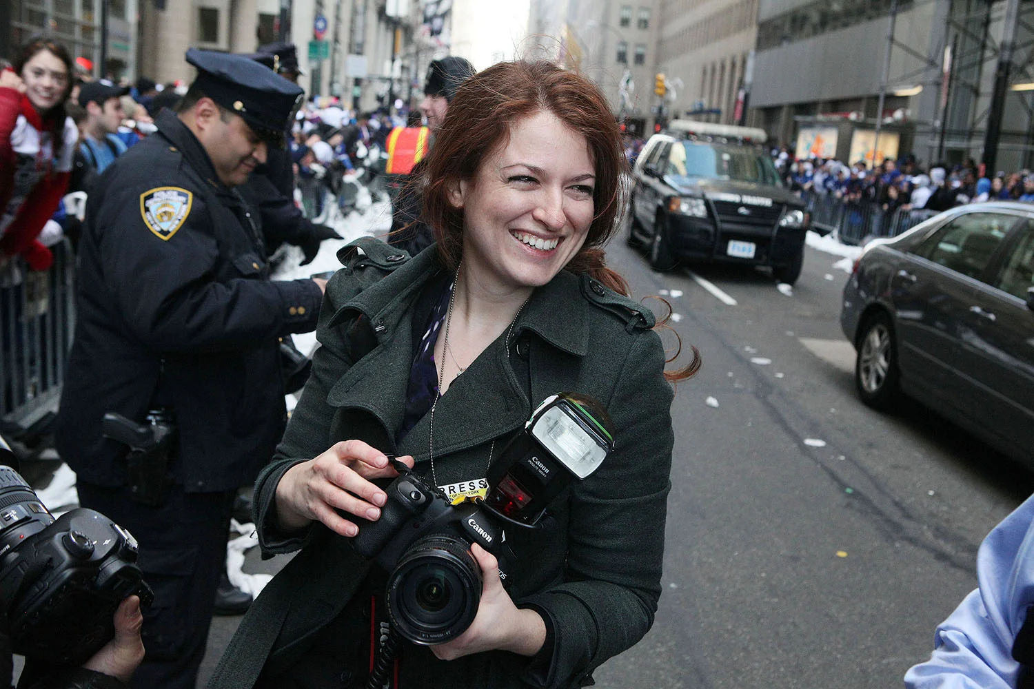 Shooting the Ticker Tape Parade for the Giants' victory in Super Bowl 2012...