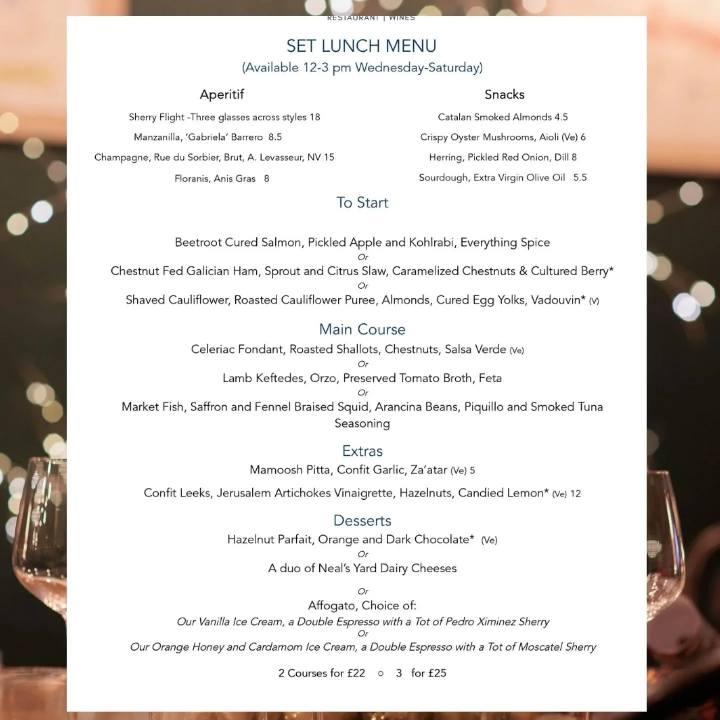 This week's amazing value lunch! 

&pound;22 for two courses and &pound;25 for three. 

Available Wednesday to Saturday

Come and join us this week. Book via link in bio

#bestlunchintown