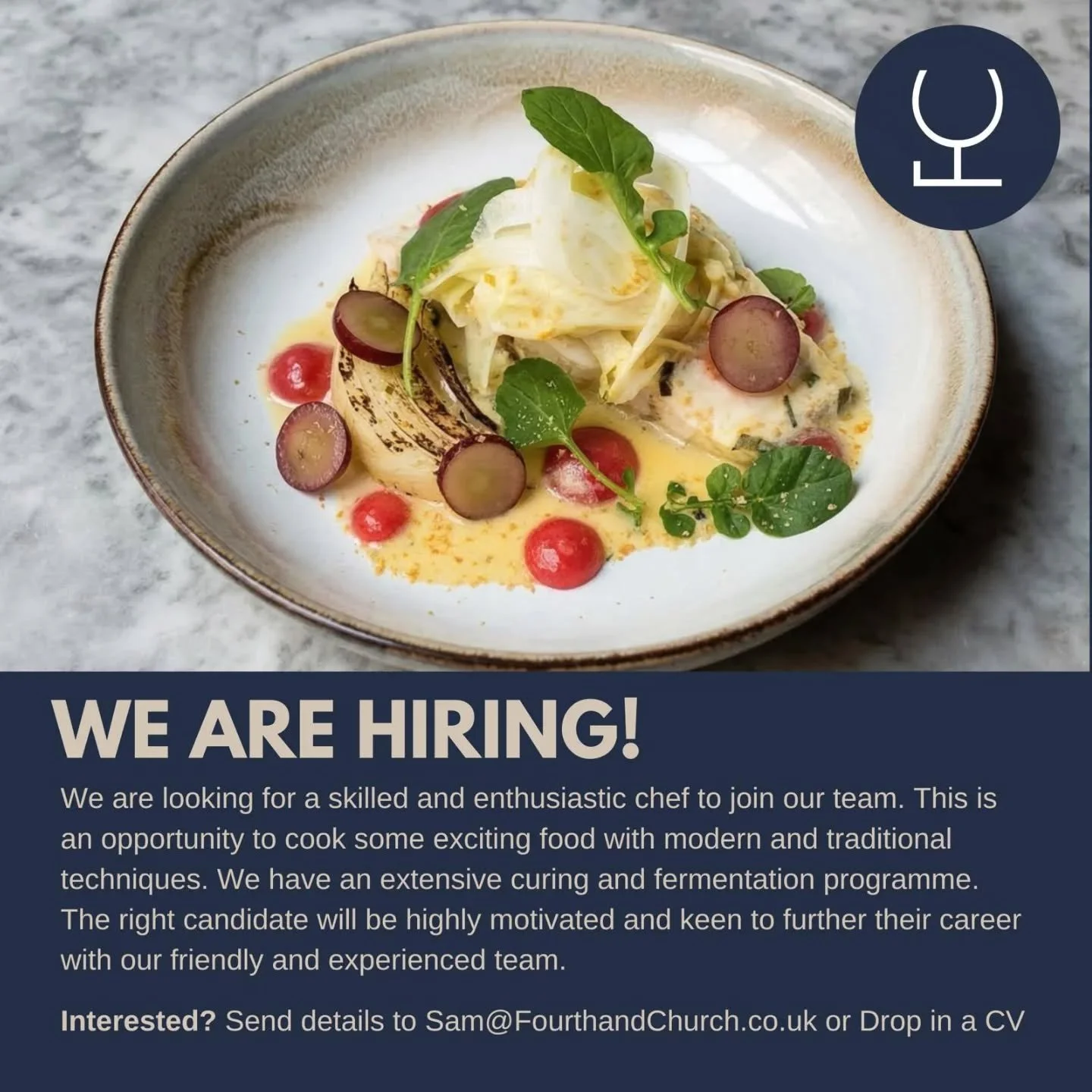 Looking for your next step in your career?

Want to work with an extensive curing and fermentation programme? 

We are looking for a skilled and enthusiastic chef to join us! 

Email sam@fourthandchurch.co.uk 

Get in touch! 

#cheflife #brightonandh