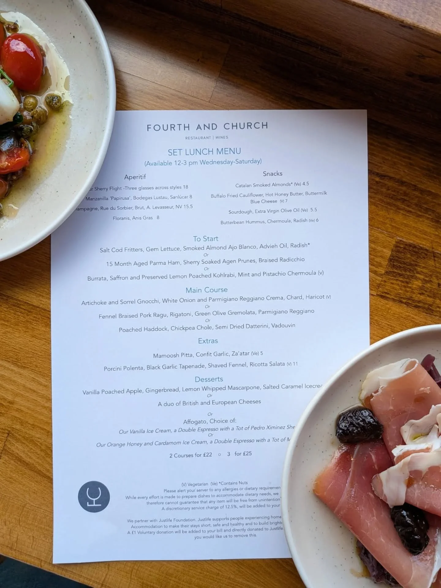 This week's set lunch!

An utter steal at &pound;22 for two courses or &pound;25 for three. 

Available Wednesday to Saturday 12 to 3pm
