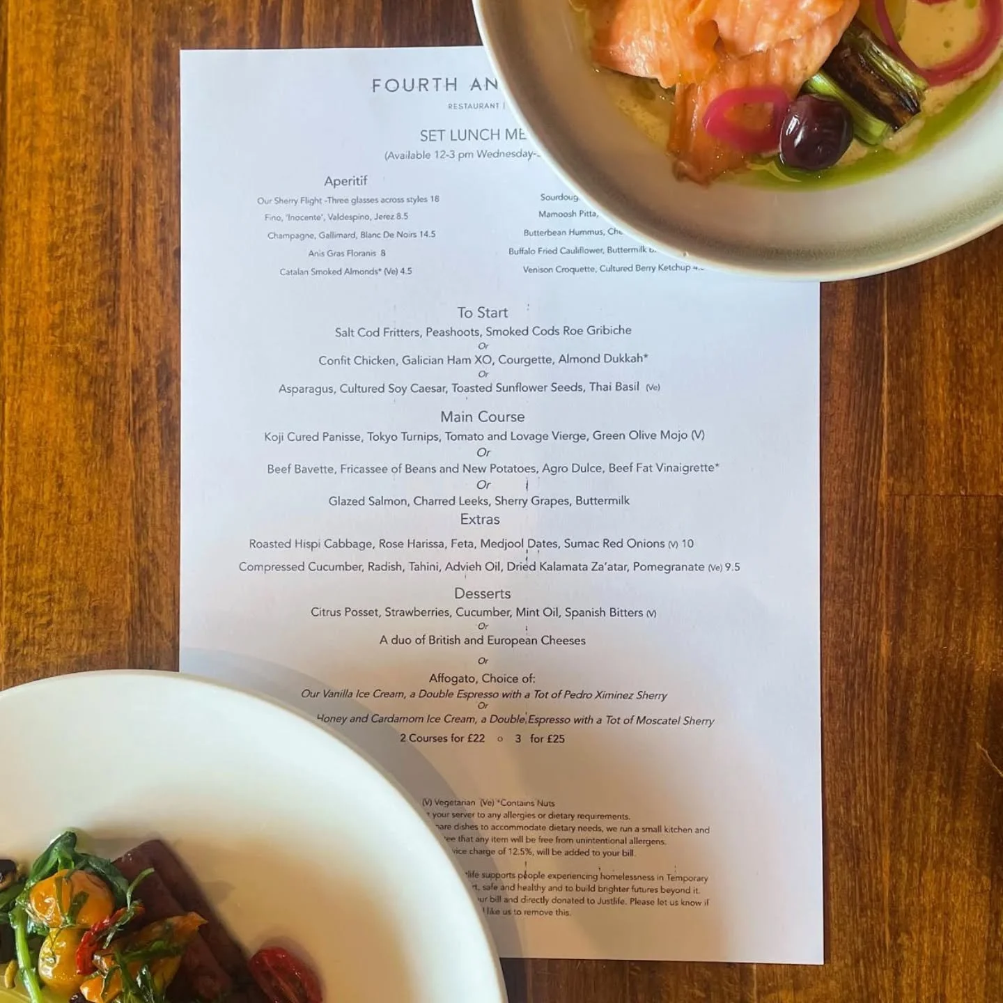 This week's set lunch proudly showing two new mains for this week (which have gone down a storm today):

Koji Cured Panisse, Tokyo Turnips, Tomato and Lovage Vierge, Green Olive Mojo and 

Glazed Salmon, Charred Leeks, Sherry Grapes, Buttermilk

Perf