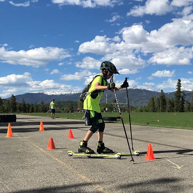 We have great car free roller skiing in Summit which makes learning safe (and fun). Some agility and speed for the young ones today. #SNSC #Devo #skiersaremadeinthesummer #rollerskiing