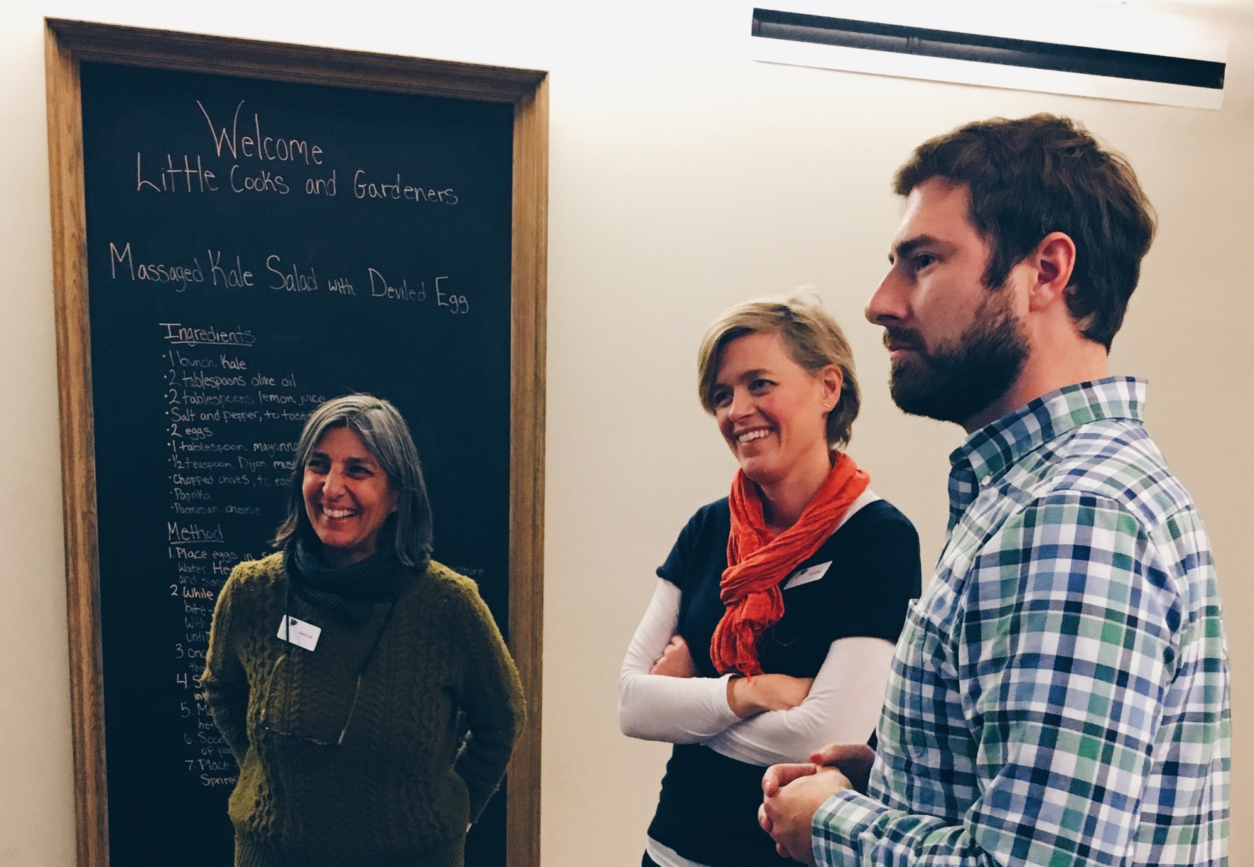 dr bradley richards, lead physician of the primary care innovations elective at yale university, with jessica lutz (visitor experience manager) and sara elliot (director of programs) of stone barns.
