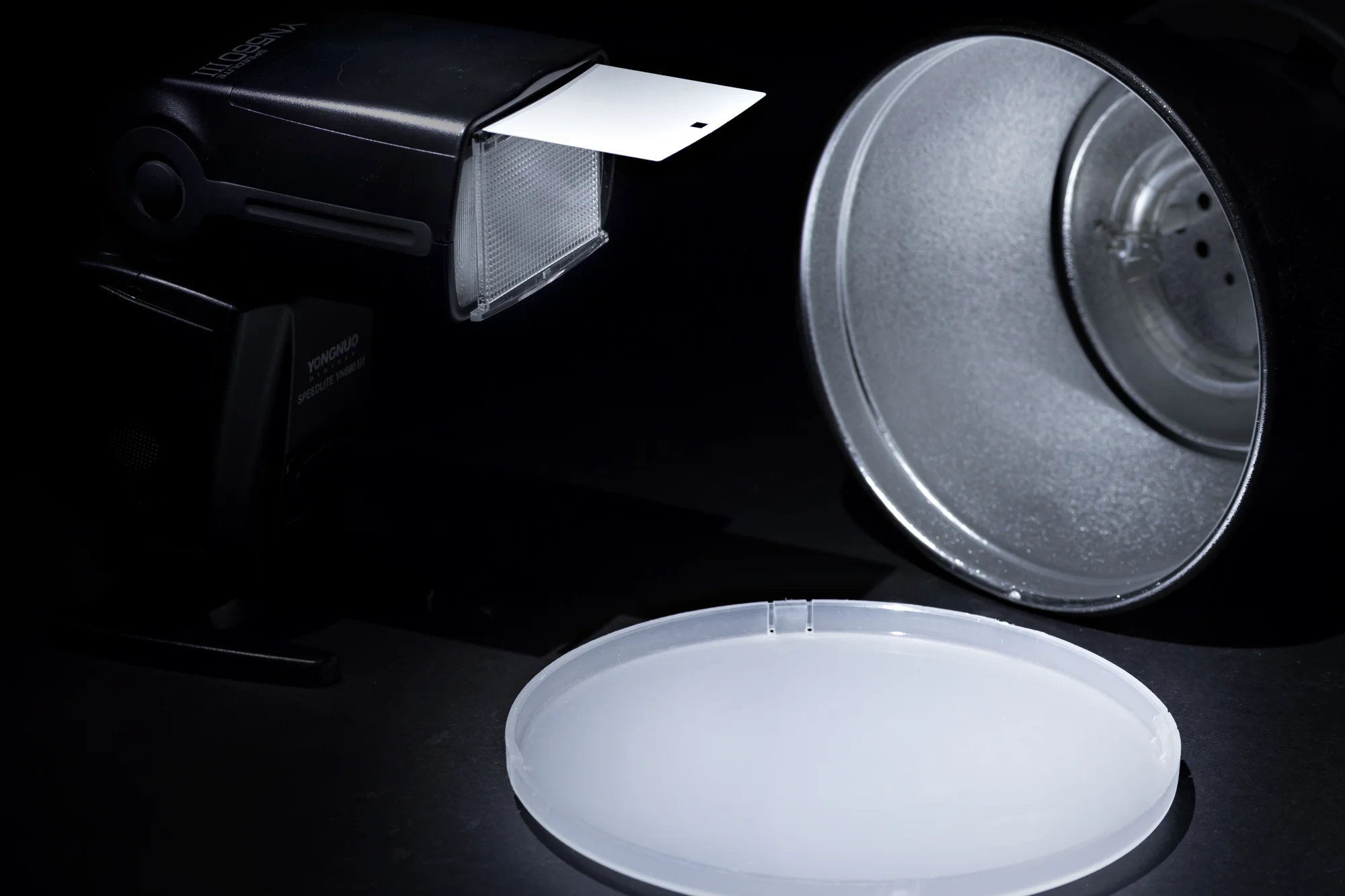 Diffusers can come with the flash as a snap-on accessory, or as a flip-out style that is present on most speedlights. 