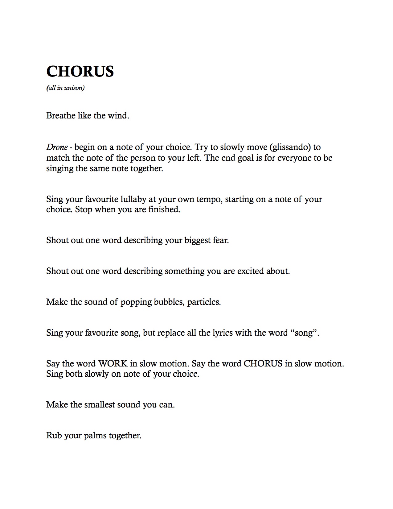 Score for CHORUS; page 1