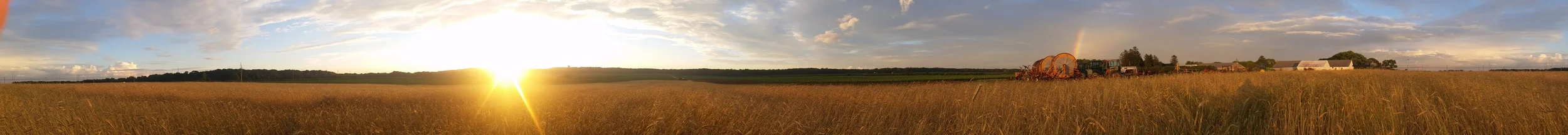 Sunset and rainbow over Lewin Farms.