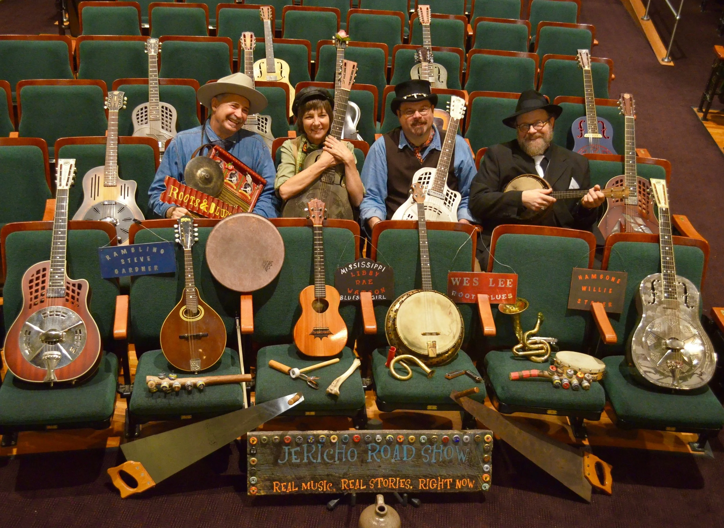 2016 Americana in Mississippi Tour with the Jericho Road Show - Lft to Rgt- Rambling Steve Gardner, LRW, Wes Lee, and Bill Steber. Mary C O'Keefe Cultural Center, Ocean Springs, MS photo by KRISTI MILLER-LEE