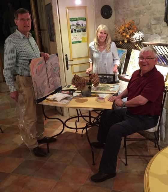 Jan, me and Albrecht displaying our paintings of the day at La Campagne Berne