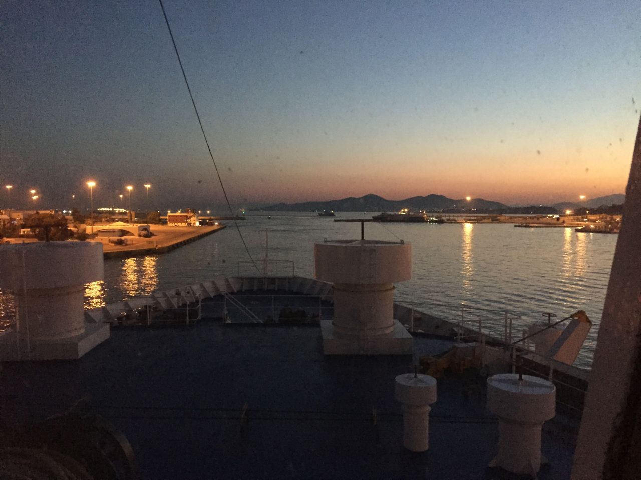 Ferry pulling into Chania, Crete at 5:30 a.m. after an overnight journey from the port of Piraeus in Athens