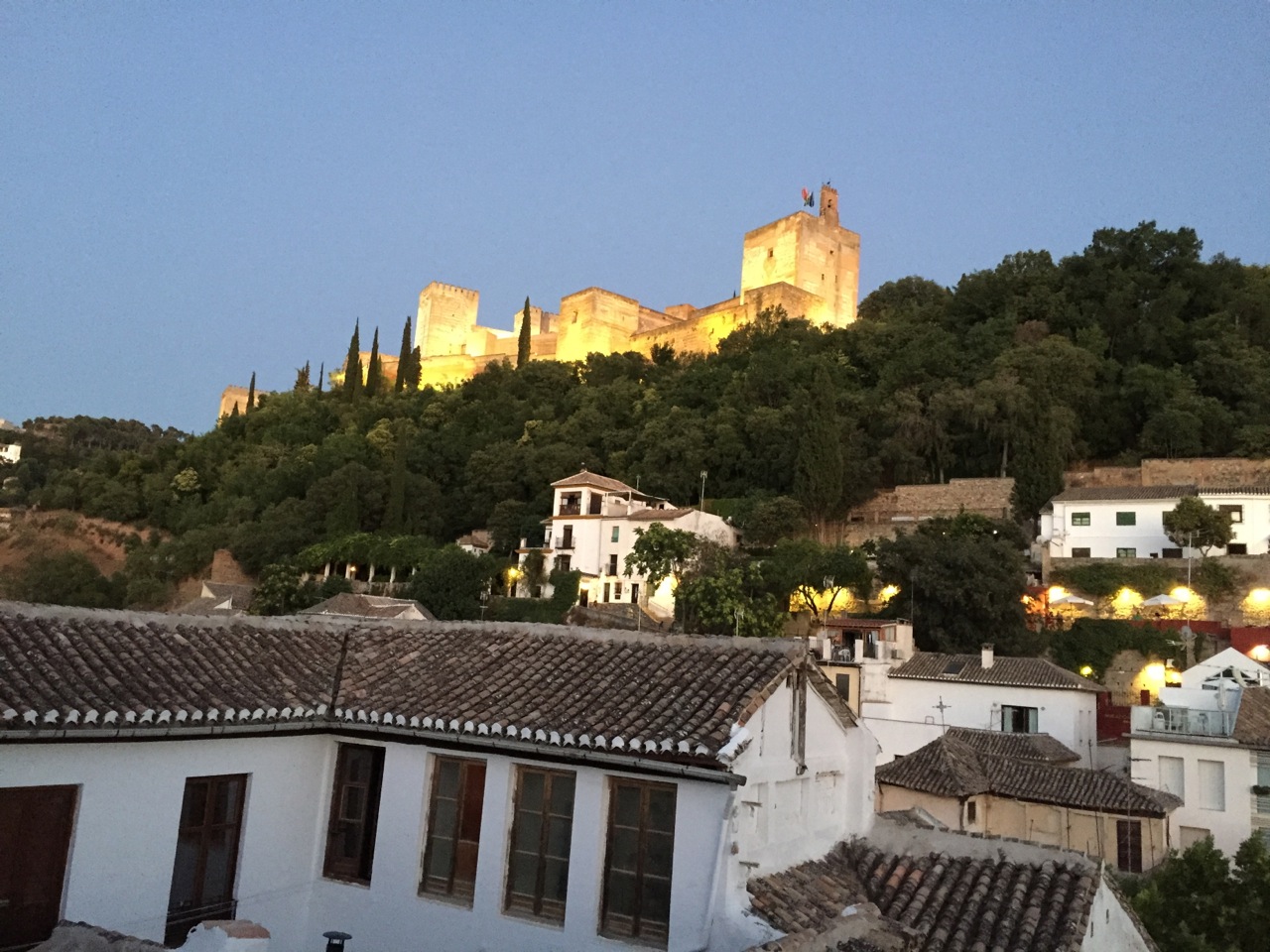 The same view as above, at dusk.