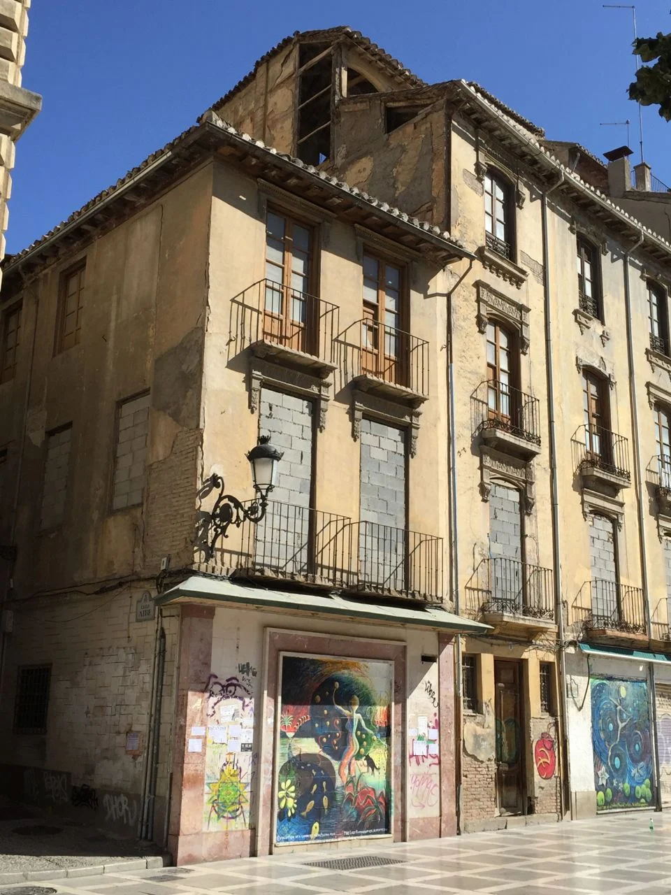 Some examples of street art in the Plaza Nueva, Albaicin, Granada.