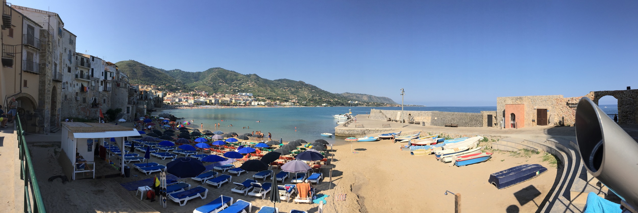 The beach at the city of Cefalu, Sicily