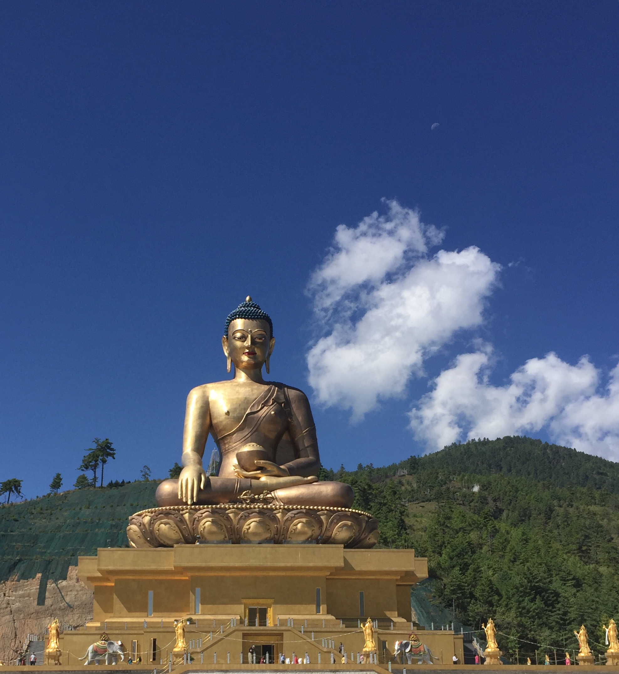 The 169 foot tall sitting Buddha statue overlooking Thimphu is the tallest sitting Buddha statue in the world. It was opened to the public just one month before our visit. Note the tiny specks at the bottom...tourists!