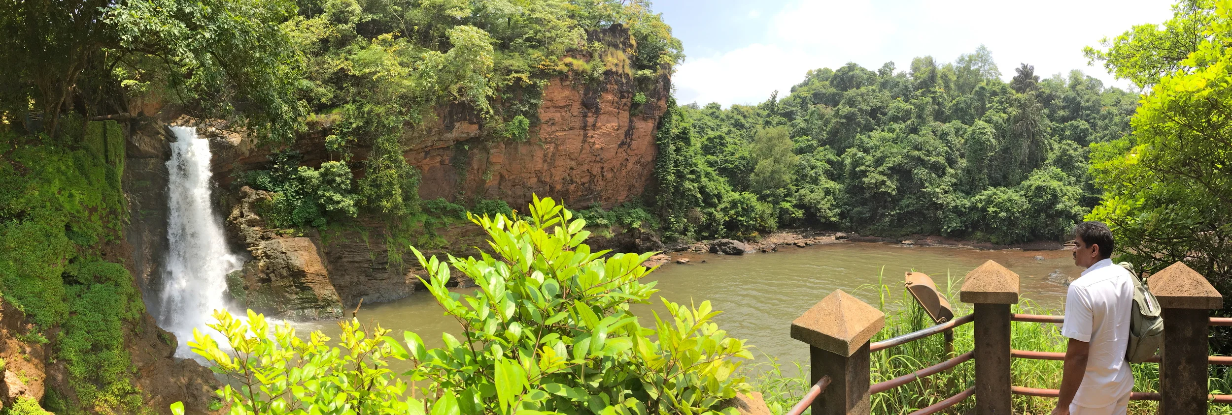 My driver views Harvale Waterfall near the resort town of Bogmalo, Goa, India