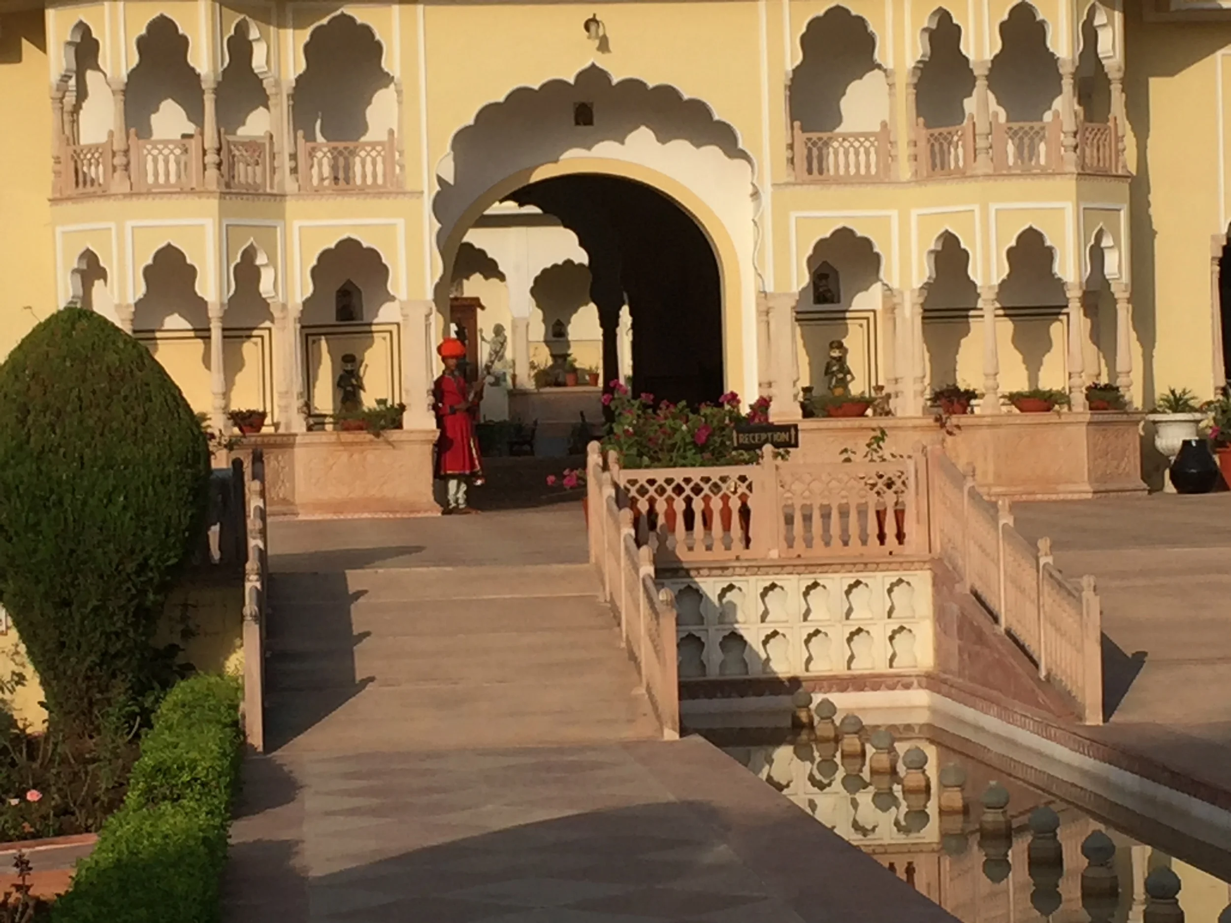 Entrance to the White Palace Hotel, near Rathambore National Park, a tiger sanctuary.