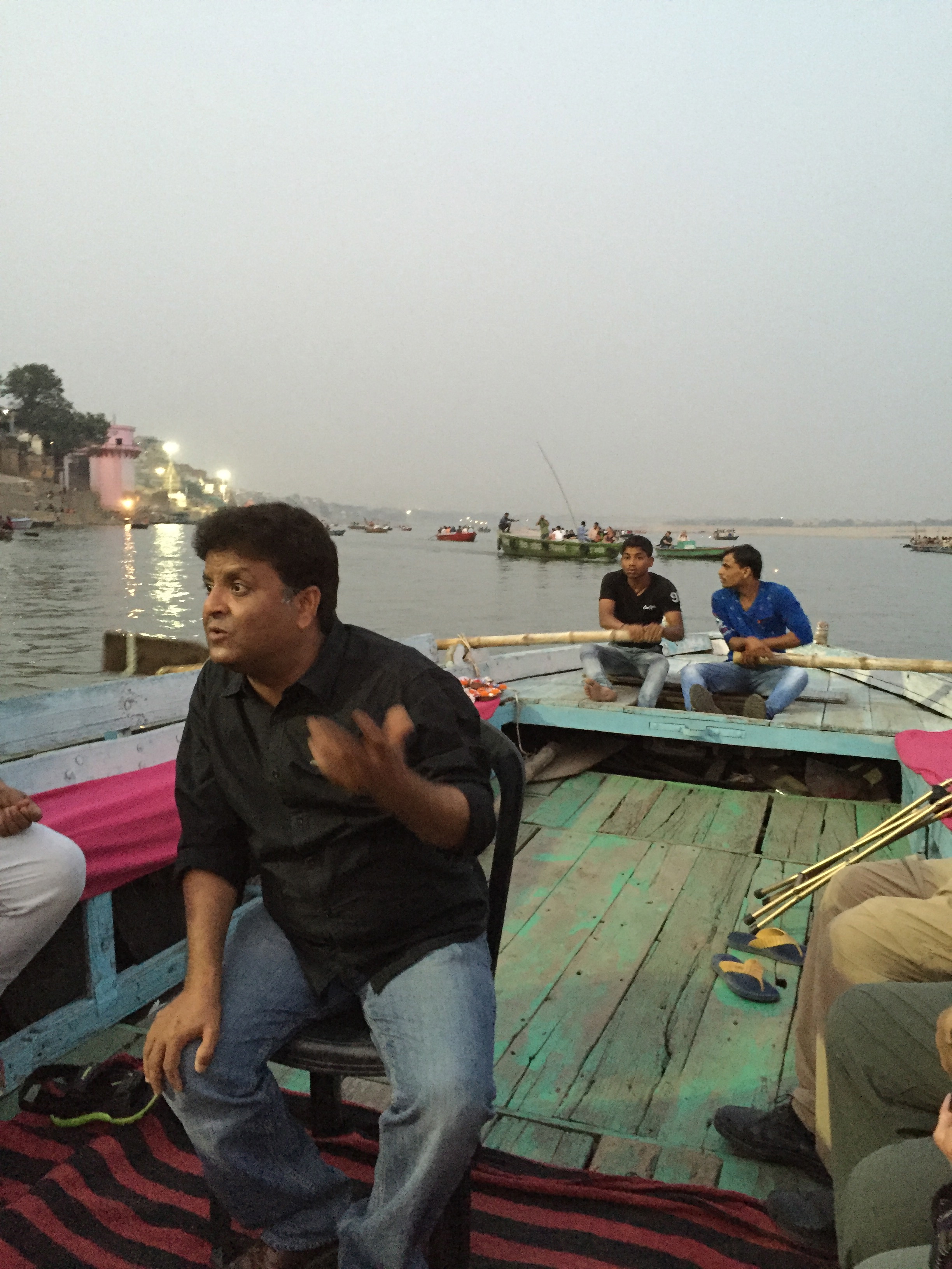 Aboard a small wooden boat, our guide explains the Hindu ritual cremations we are about to witness on the shores of the Ganges River in Varanasi, India.