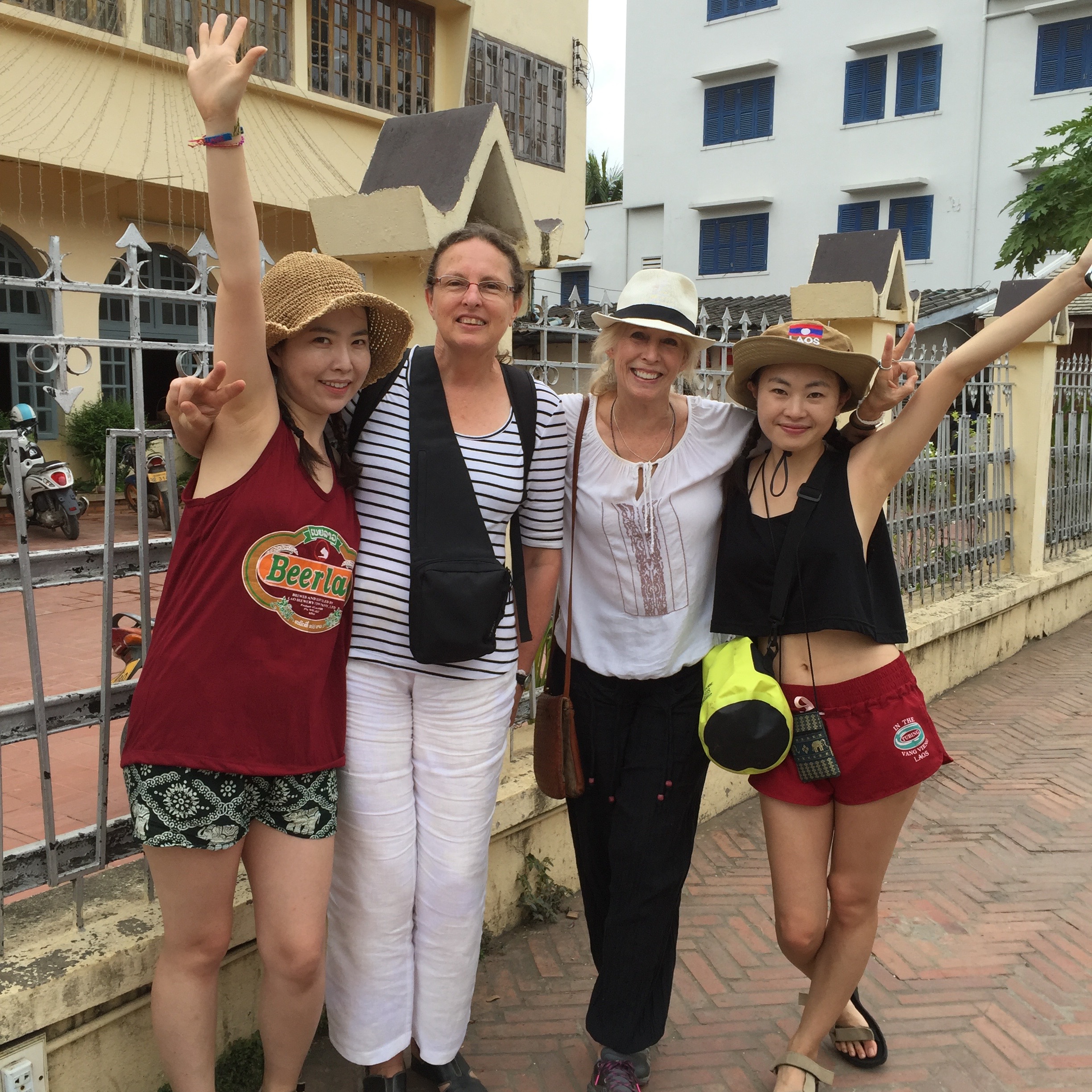 Happy times exploring Luang Prabang with travel buddies from Australia and China.