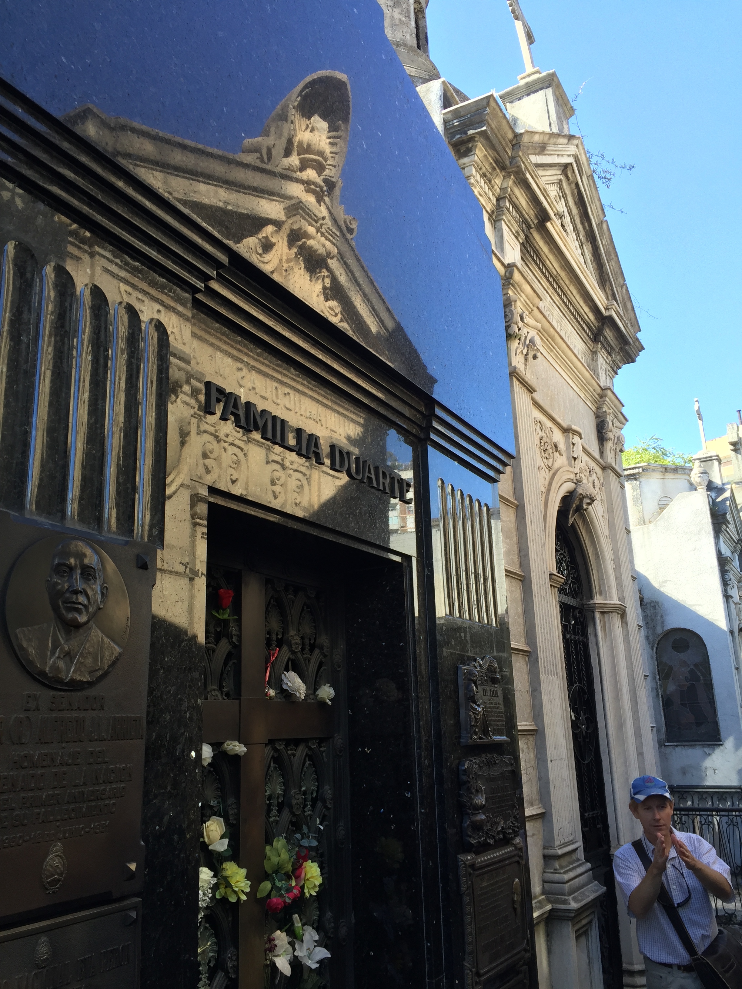 Our guide explains the significance of this memorial to Eva Peron.