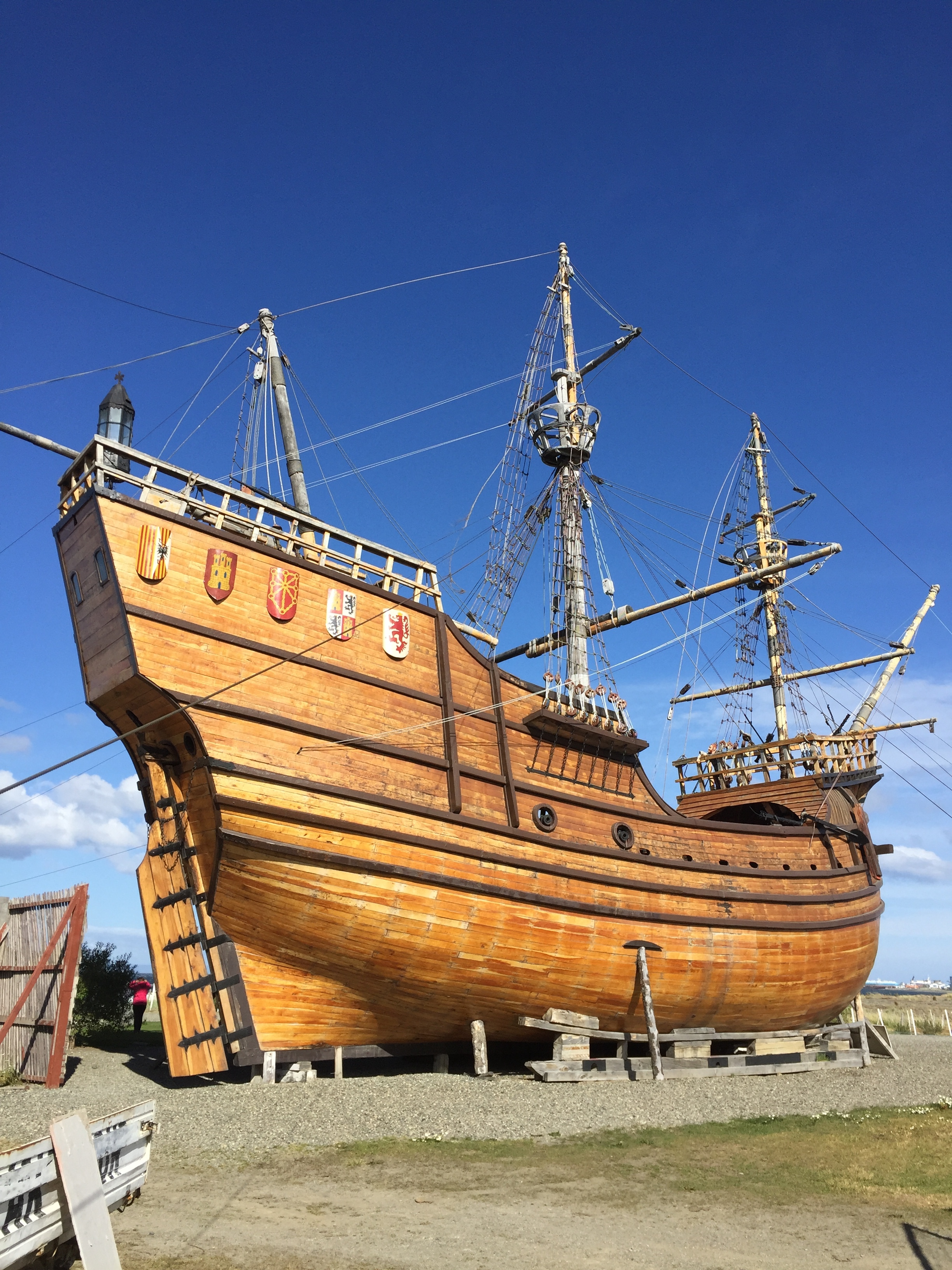 Replica of one of Magellan's ships, outside of Punta Arenas, overlooking the Straits of Magellan.