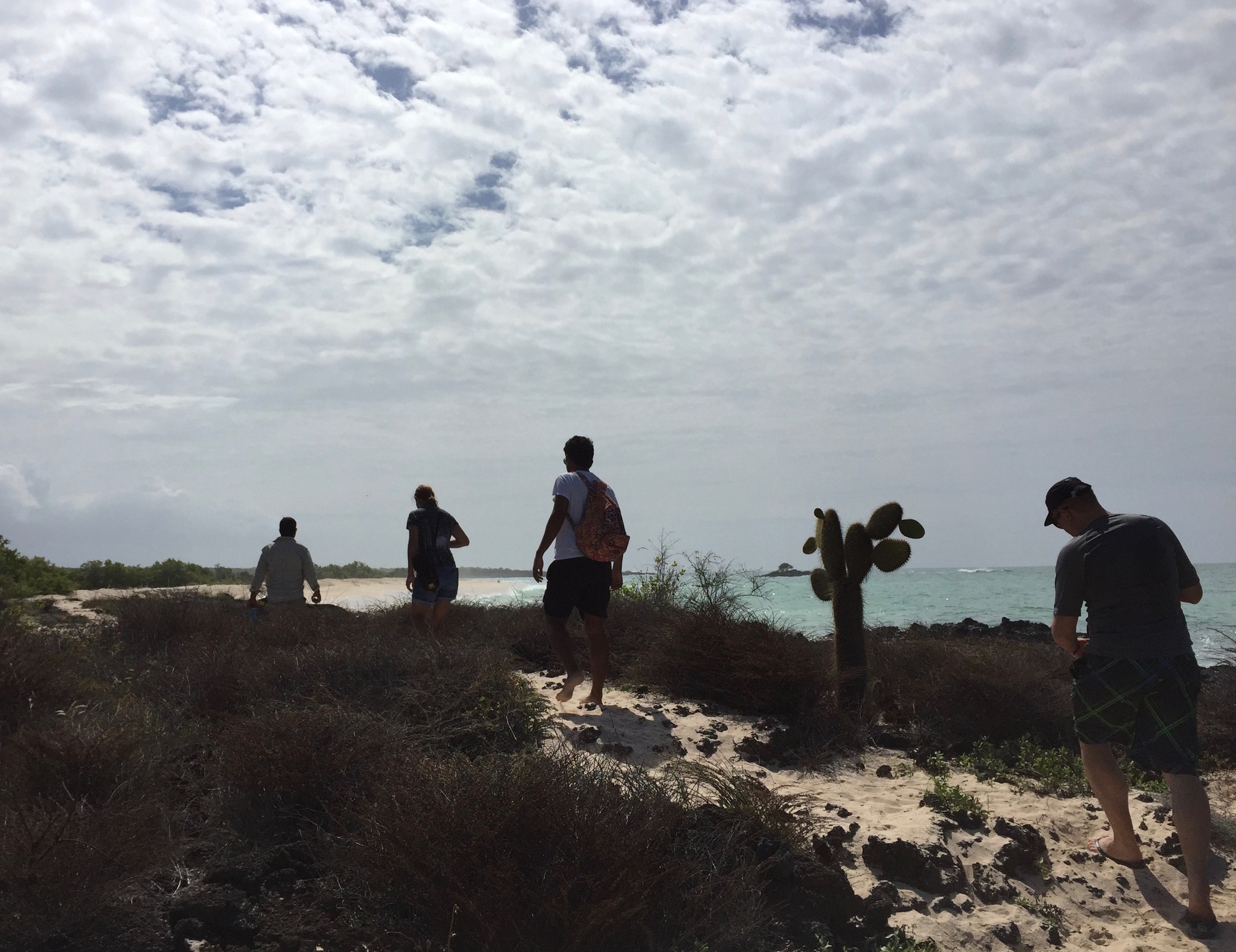 Walking along Las Bachas Beach on Santa Cruz Island.