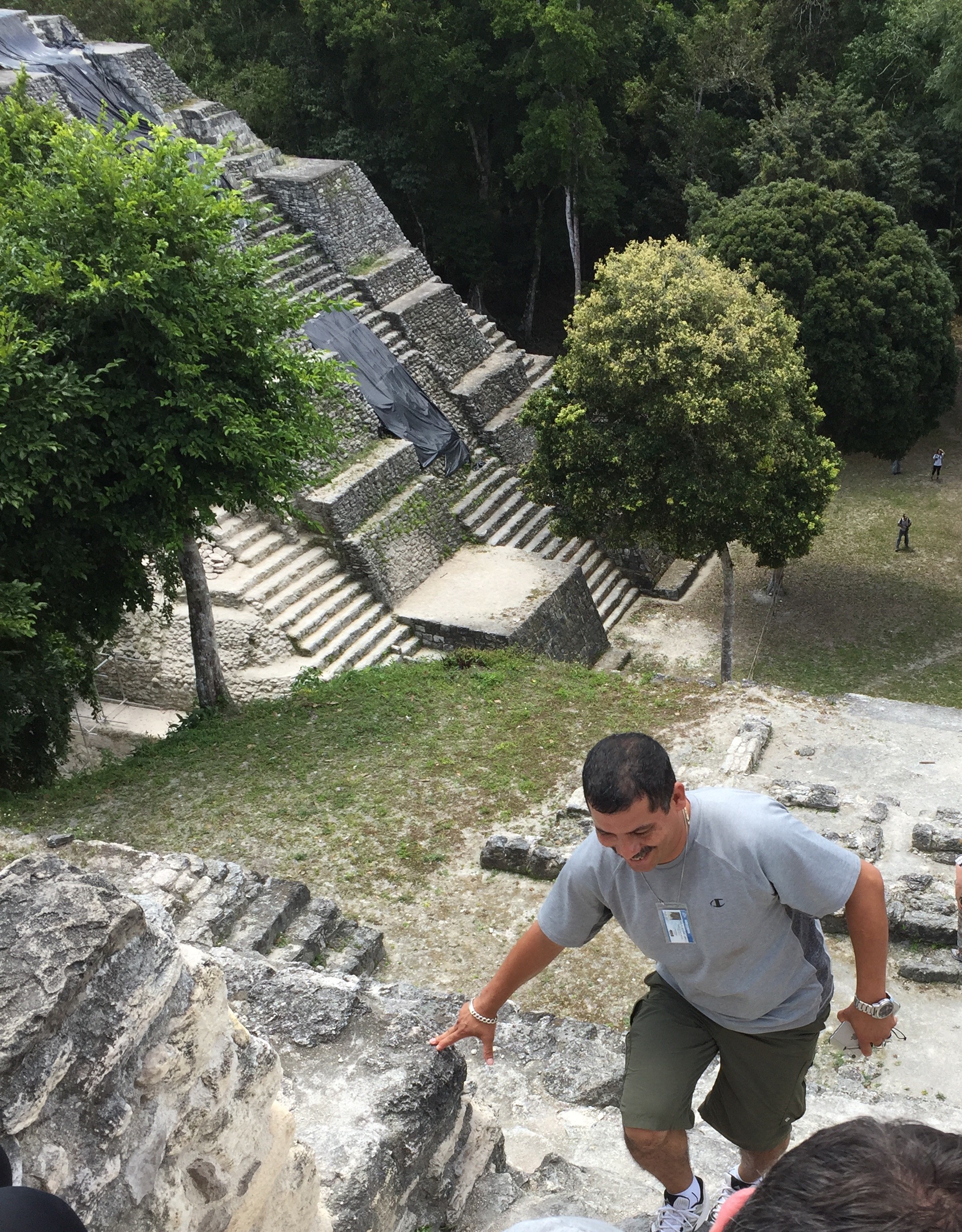 Our guide just before he reached the top of the ruin at Yaxhá