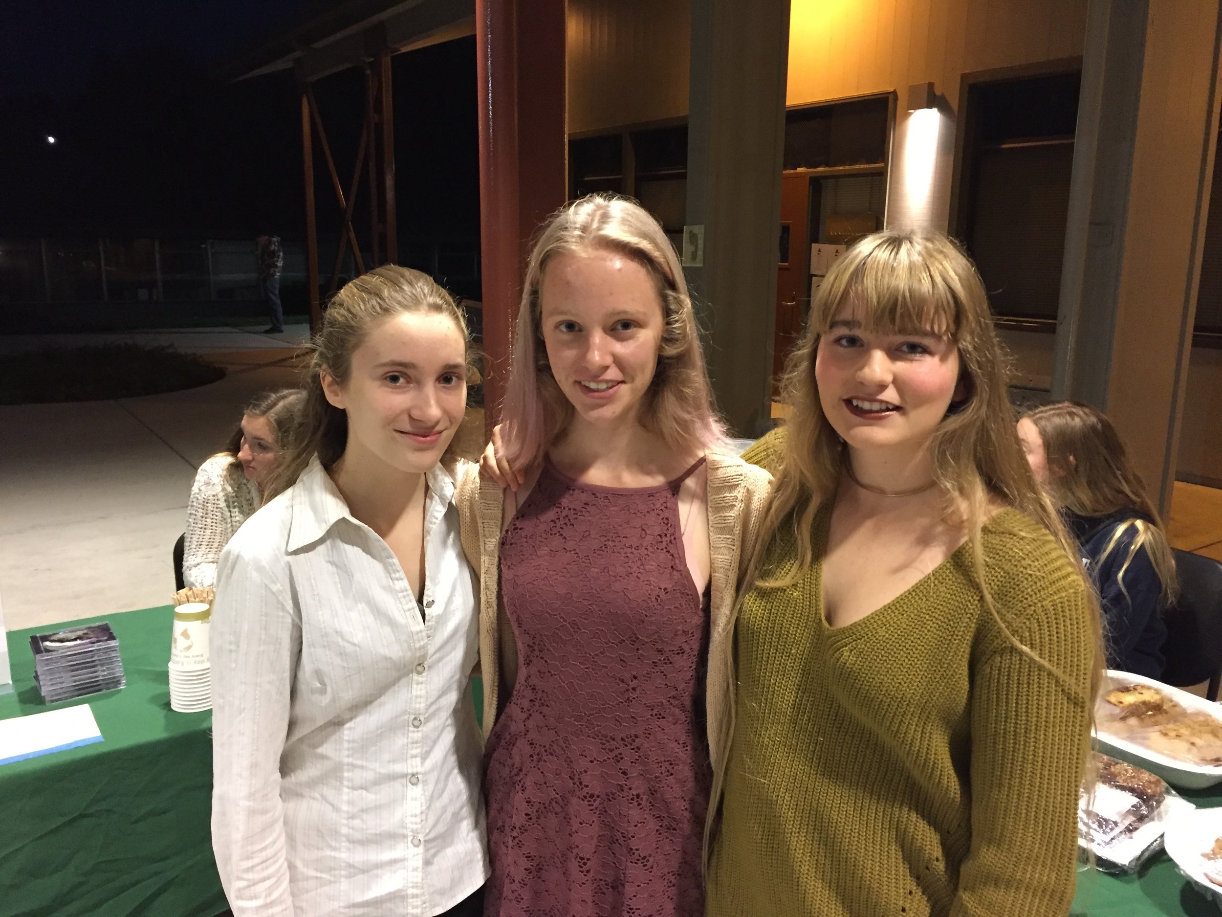 Haile Davis, left, Julianna Manseau and Kate Ussat helped organize the San Lorenzo Valley High School Environmental Conference on Dec. 12. Jane Orbuch — Contributed