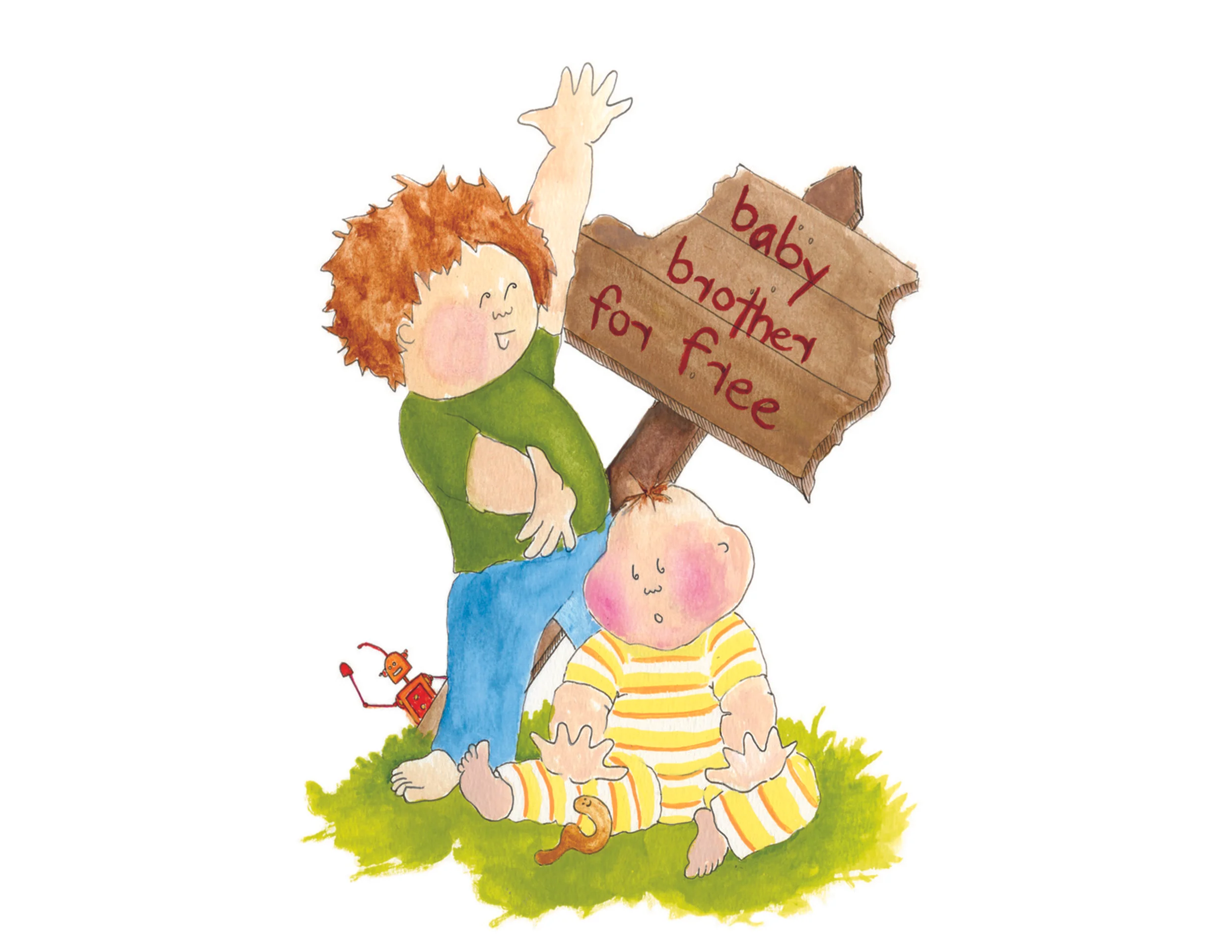  Sample illustration from the children's book   My Crazy Baby Brother ,  written&nbsp;and illustrated by Charlotte Dean. 