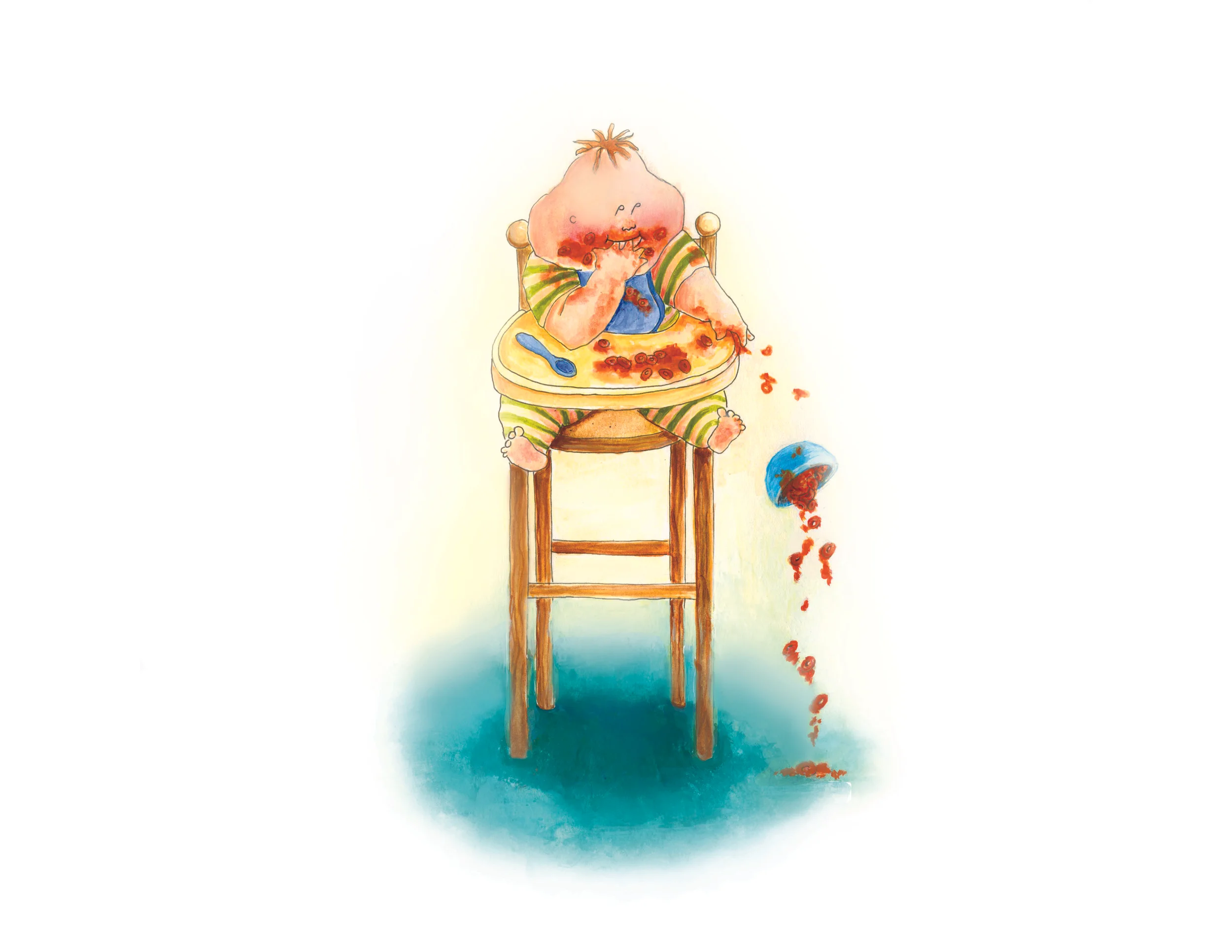 Sample illustration from the children's book My Crazy Baby Brother Just Won't Grow!, written and illustrated by Charlotte Dean.
