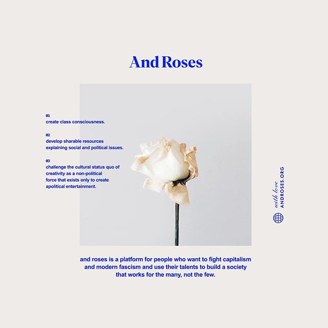 Hi fam, I&rsquo;m really excited to share something special I&rsquo;m working on with @jordanekeroth. ⠀⠀⠀⠀⠀⠀⠀
⠀⠀⠀⠀⠀⠀⠀ ⠀

And Roses is a platform designed for people who want to fight capitalism and modern fascism and use their talents to build a soci