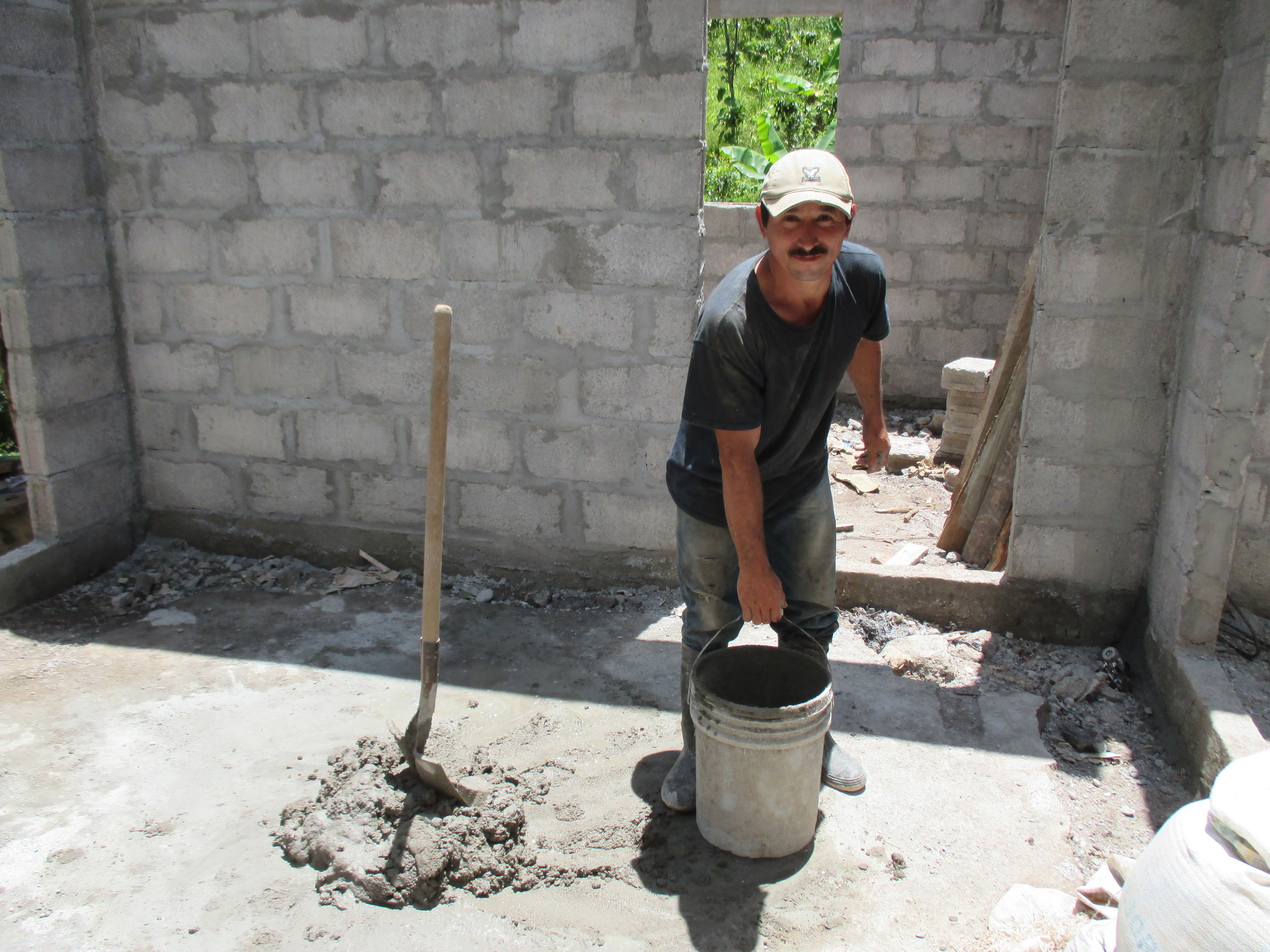 Ramón works on his new home--thanks you to you! - photo by Franklin Paz