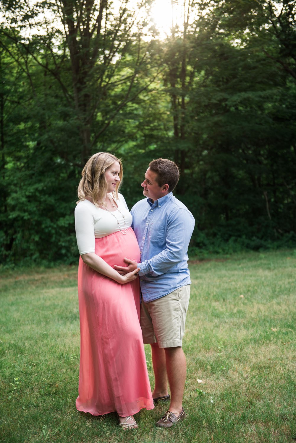 Nick + Kristen | Woodsy Belmont Summer Maternity Session | Boston and New England Portrait Photography | Lorna Stell Photo