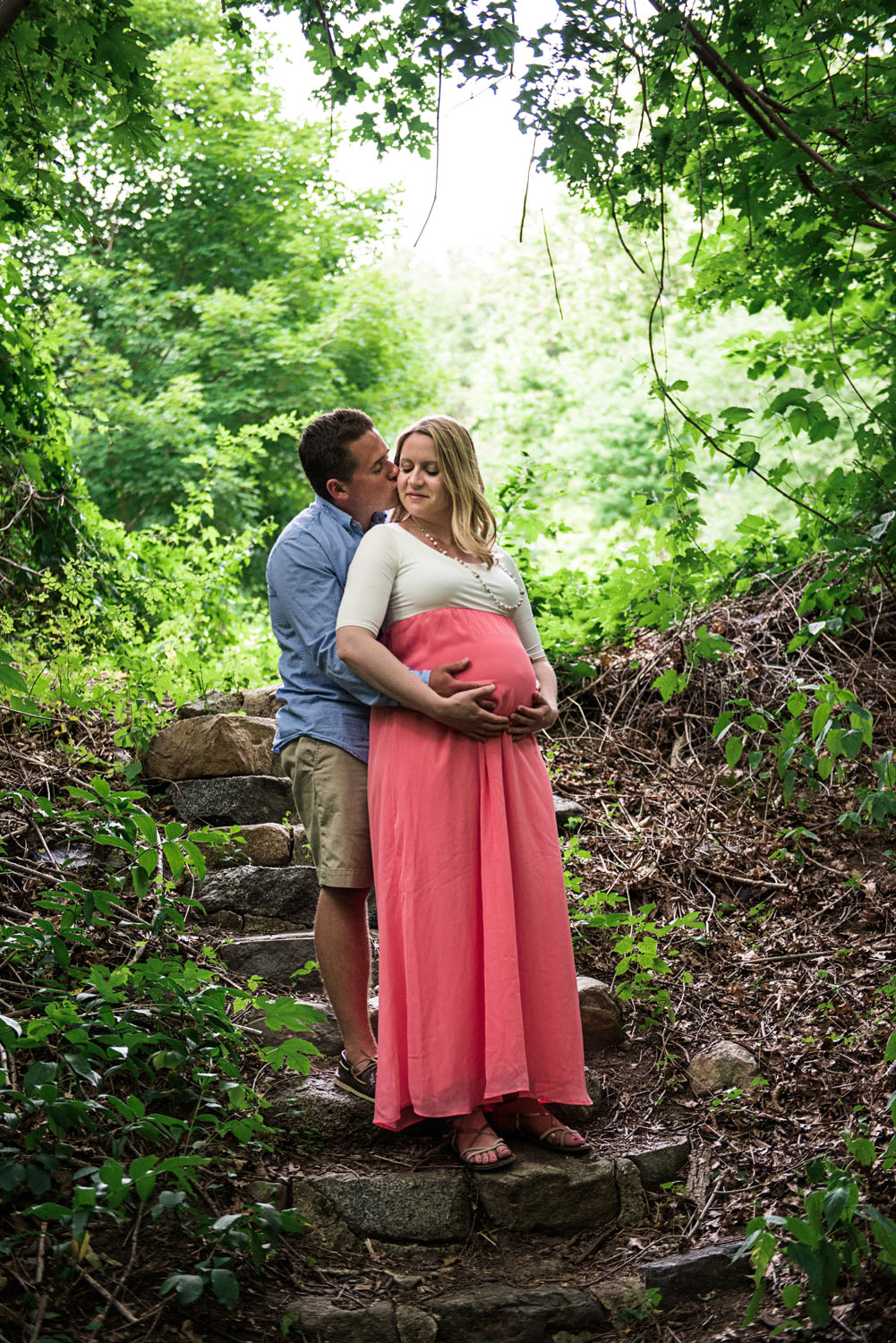 Nick + Kristen | Woodsy Belmont Summer Maternity Session | Boston and New England Portrait Photography | Lorna Stell Photo