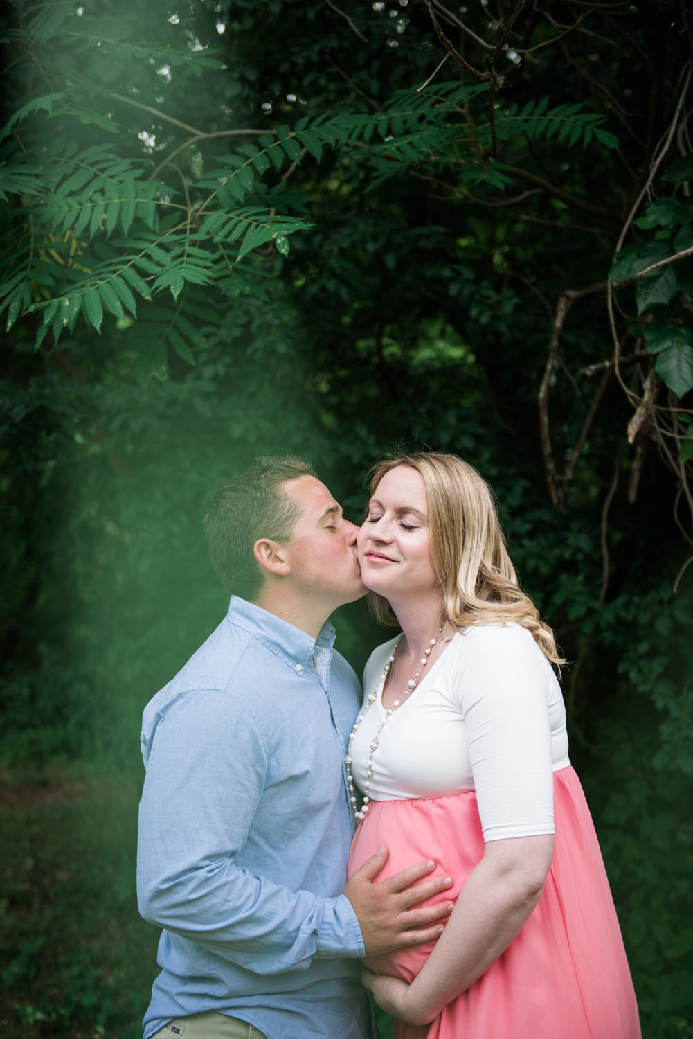 Nick + Kristen | Woodsy Belmont Summer Maternity Session | Boston and New England Portrait Photography | Lorna Stell Photo