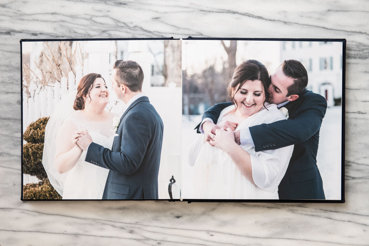 Katelyn + Joe | St. Patrick's Day Topsfield Commons Spring Wedding | Boston and New England Wedding Photography Print Album with Cathedral Veil | Lorna Stell Photo