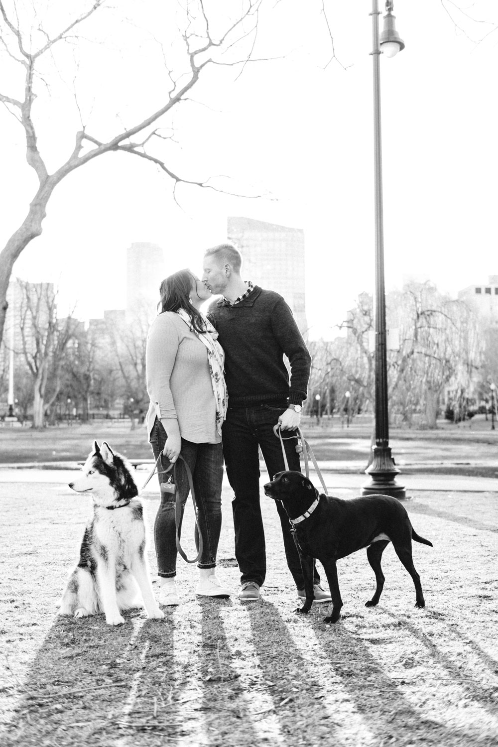 Andrea + Scott | Dog Lovers Boston Spring Sunrise Engagement Session | Boston and New England Engagement Photography | Lorna Stell Photo