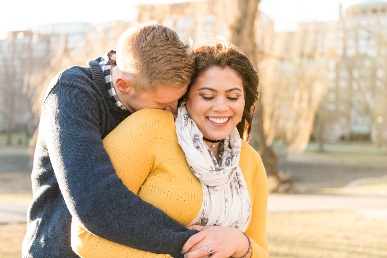 Andrea + Scott | Dog Lovers Boston Spring Sunrise Engagement Session | Boston and New England Engagement Photography | Lorna Stell Photo