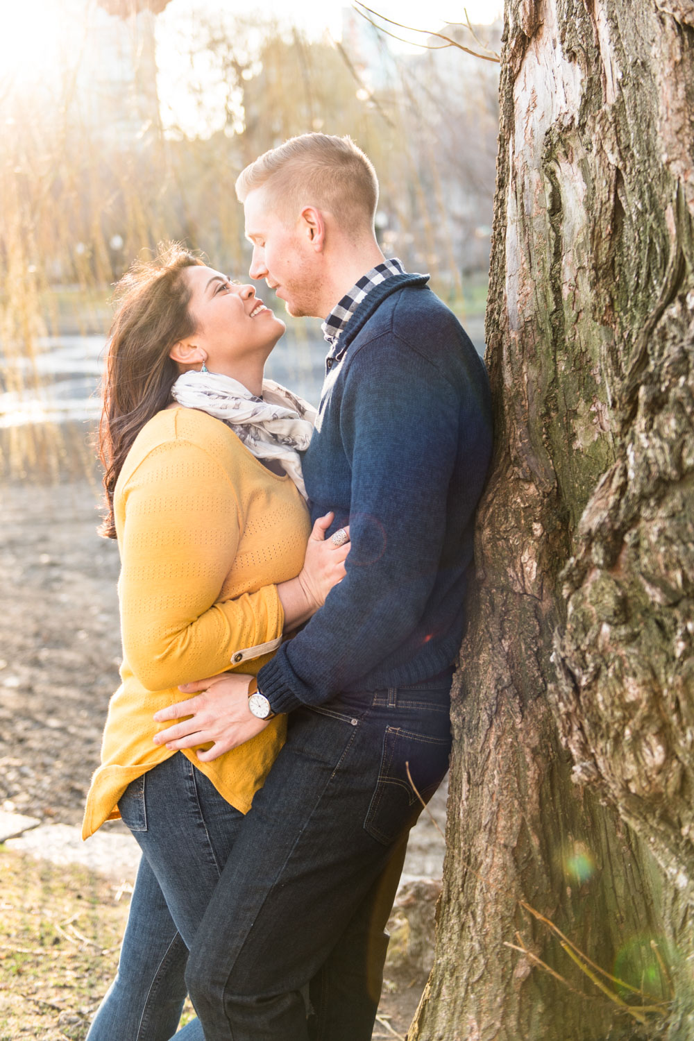 Andrea + Scott | Dog Lovers Boston Spring Sunrise Engagement Session | Boston and New England Engagement Photography | Lorna Stell Photo