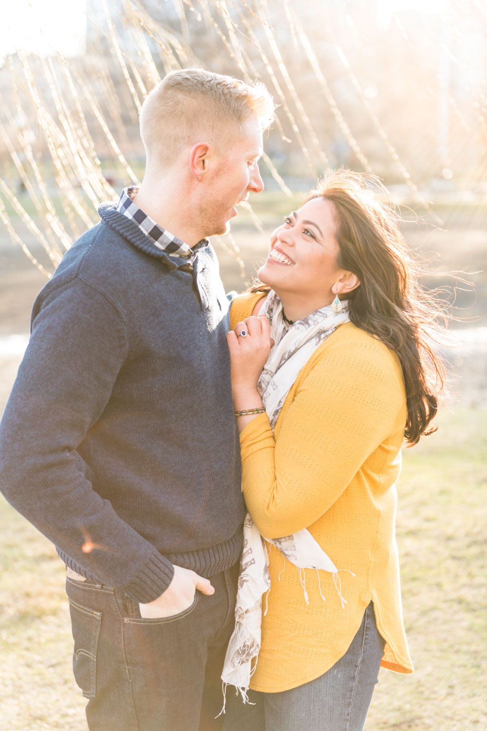 Andrea + Scott | Dog Lovers Boston Public Garden Casual Spring Sunrise Engagement Session | Boston and New England Engagement Photography | Lorna Stell Photo