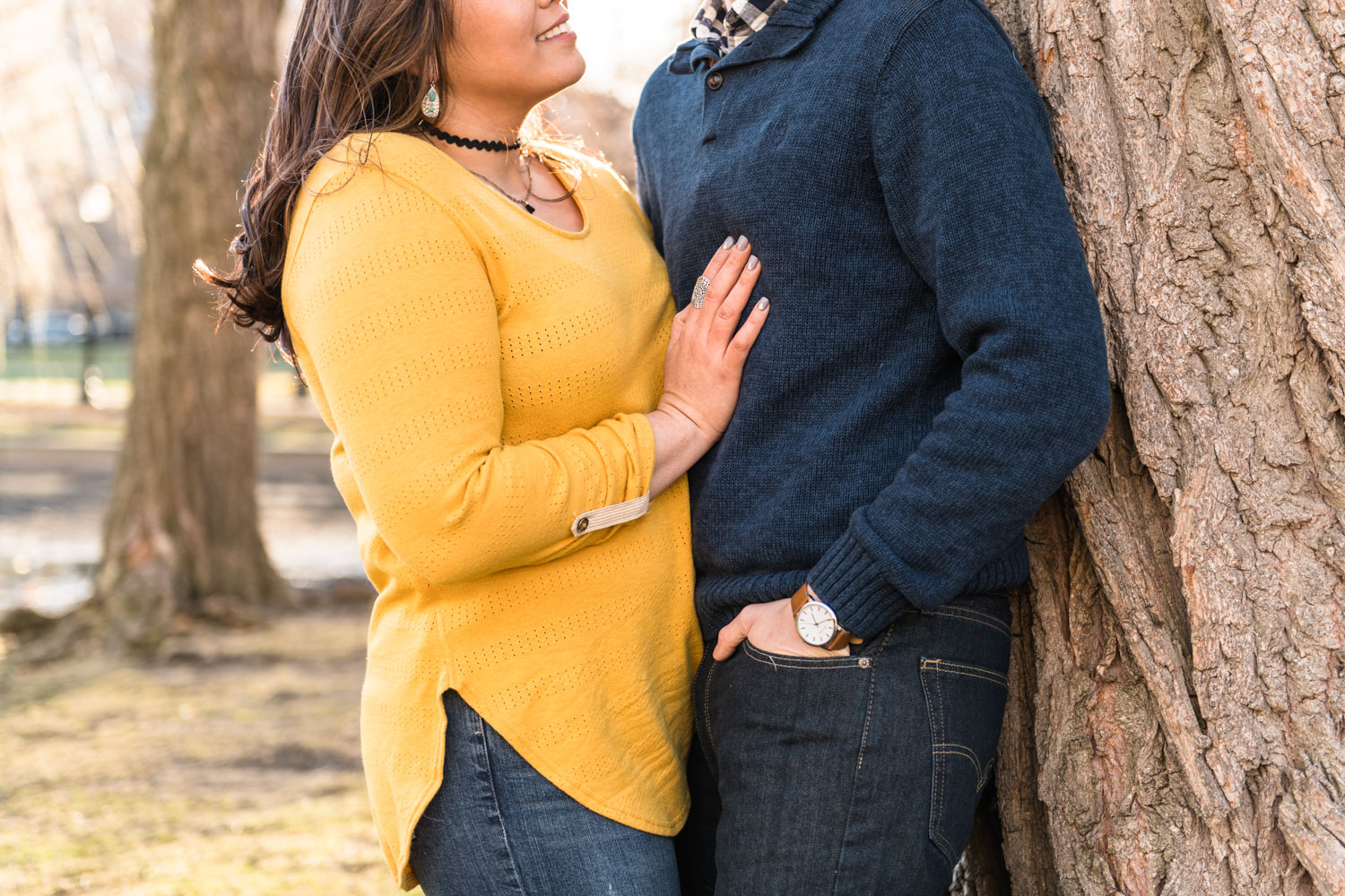 Andrea + Scott | Dog Lovers Boston Public Garden Casual Spring Sunrise Creative Engagement Session | Boston and New England Engagement Photography | Lorna Stell Photo