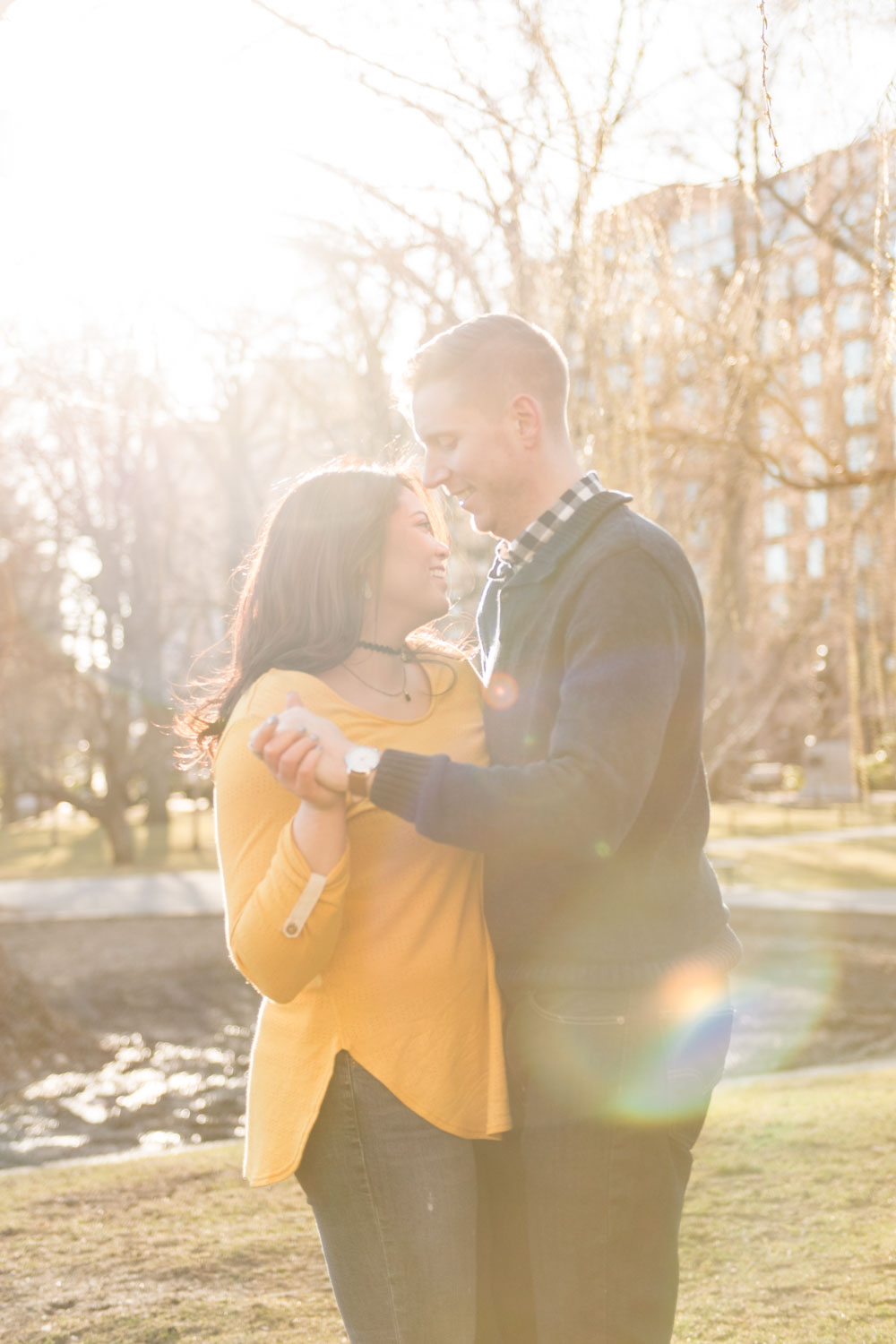 Andrea + Scott | Dog Lovers Boston Public Garden Casual Spring Sunrise Creative Alternative Organic Romantic Engagement Session | Boston and New England Engagement Photography | Lorna Stell Photo