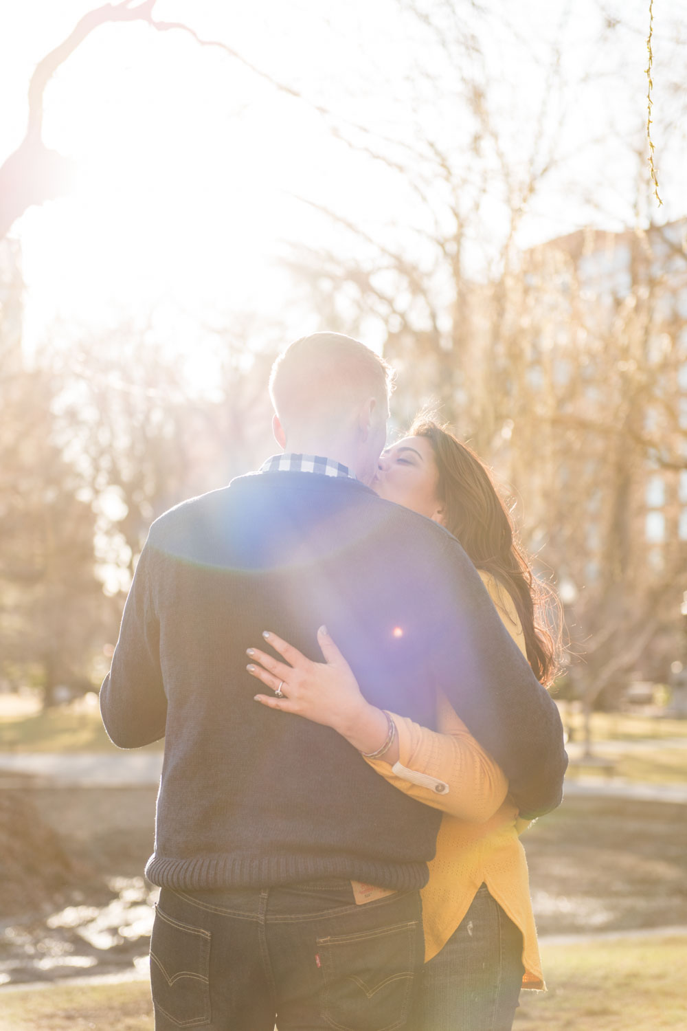 Andrea + Scott | Dog Lovers Boston Public Garden Casual Spring Sunrise Creative Alternative Organic Romantic Engagement Session | Boston and New England Engagement Photography | Lorna Stell Photo