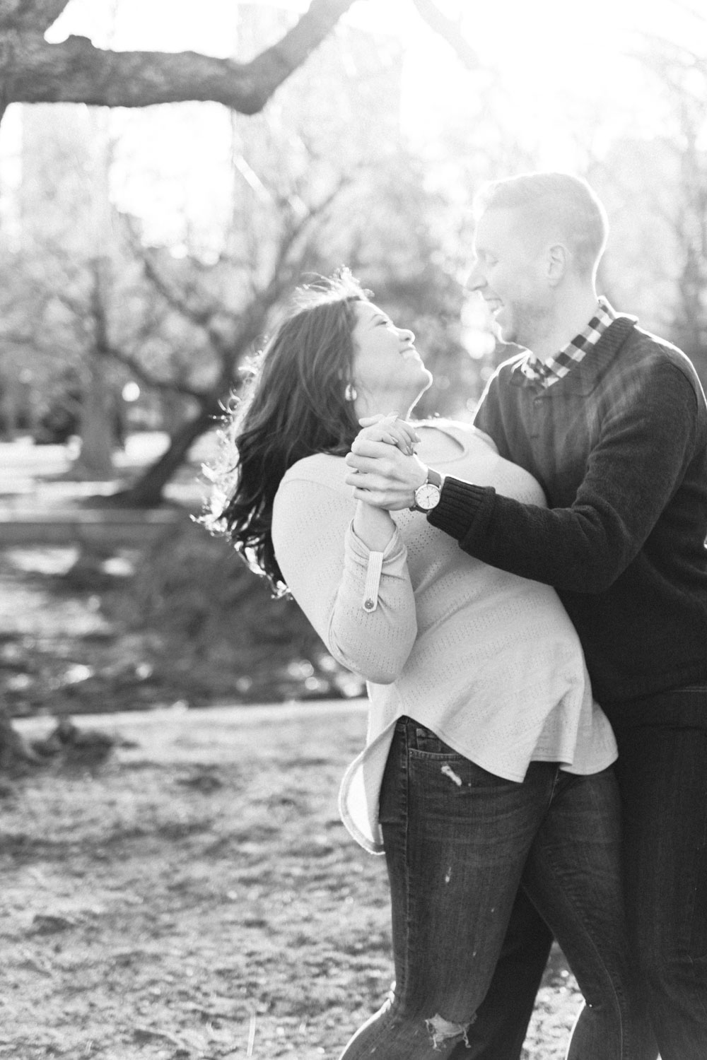 Andrea + Scott | Dog Lovers Boston Public Garden Casual Spring Sunrise Creative Alternative Organic Romantic Engagement Session | Boston and New England Engagement Photography | Lorna Stell Photo