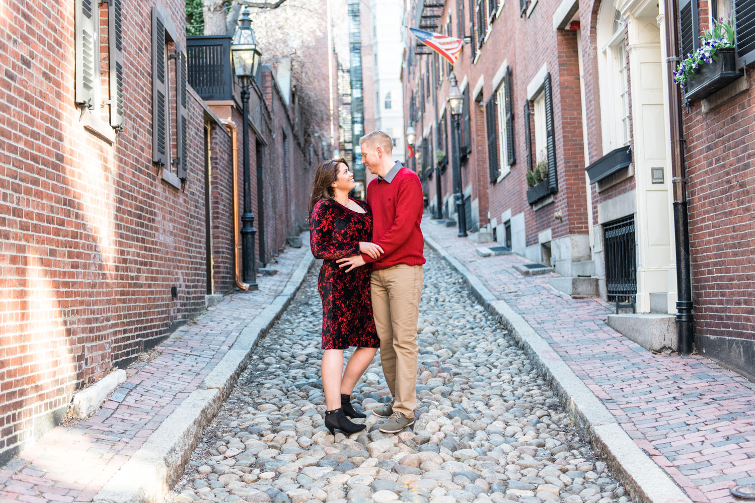 Andrea + Scott | Dog Lovers Beacon Hill Formal Spring Sunrise Creative Organic Romantic Engagement Session | Boston and New England Engagement Photography | Lorna Stell Photo