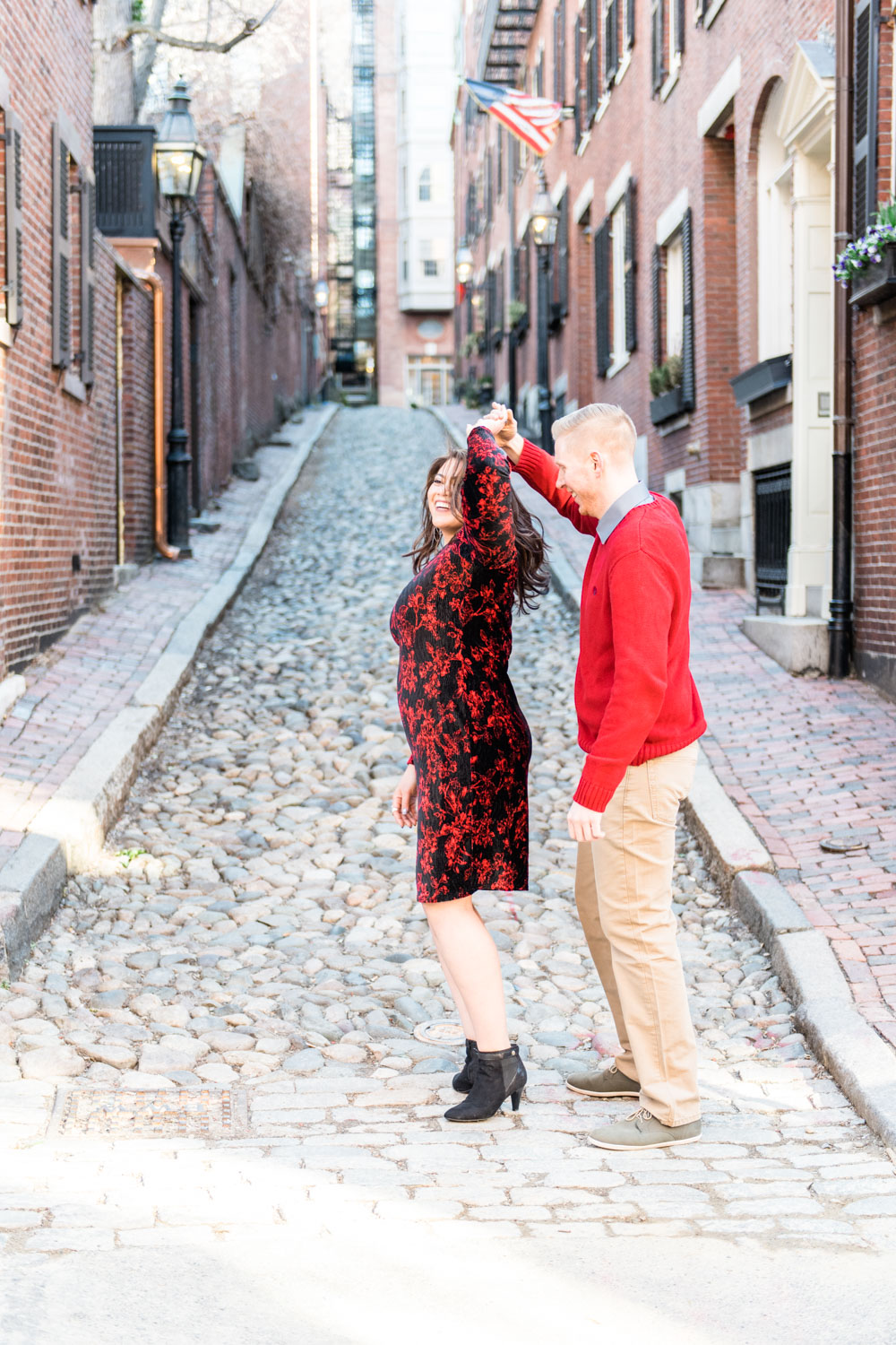 Andrea + Scott | Dog Lovers Beacon Hill Formal Spring Sunrise Creative Organic Romantic Engagement Session | Boston and New England Engagement Photography | Lorna Stell Photo